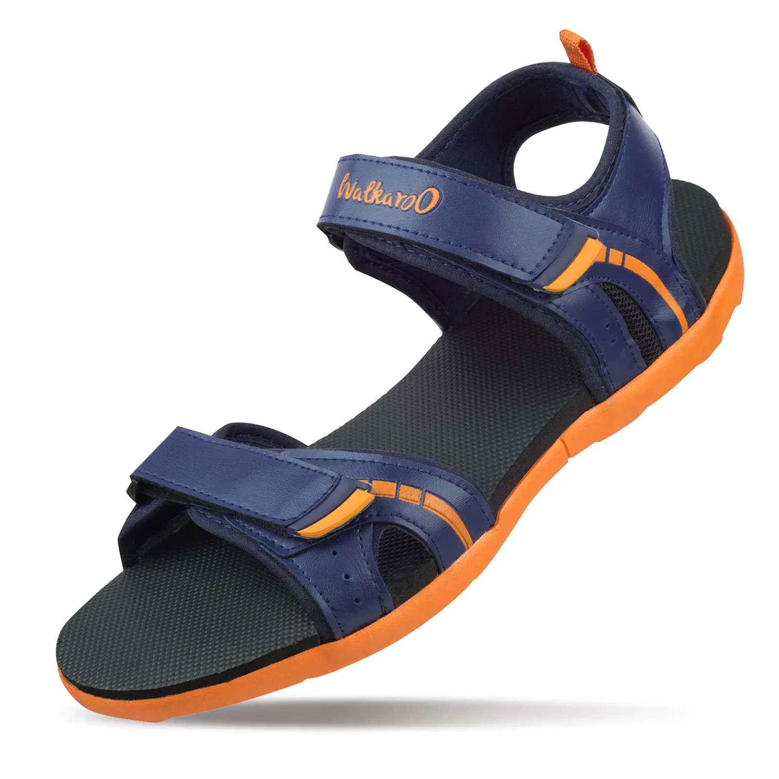 Walkaroo Mens Sandals  - WC4372 Navy Blue orange Foot Flex