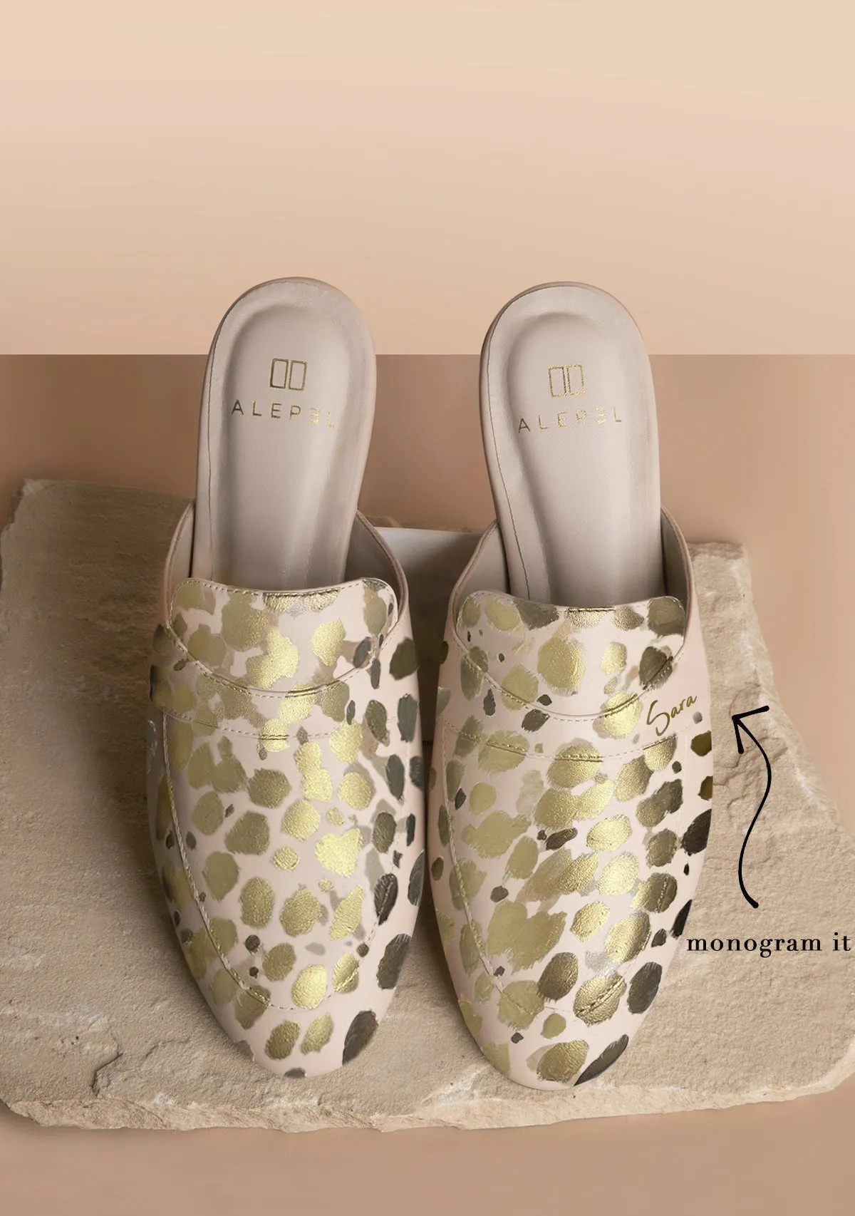 Versatile Wear Gold Cheetah Beige Mule