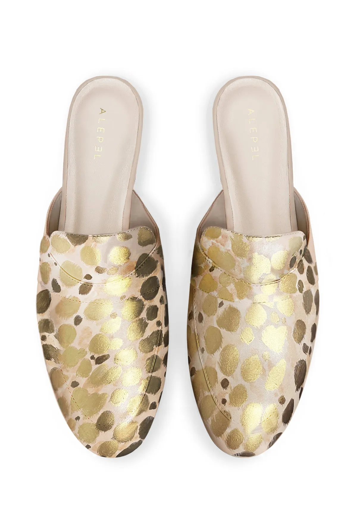 Gold Cheetah Beige Mule Comfortable Design Effortless Foot Slip
