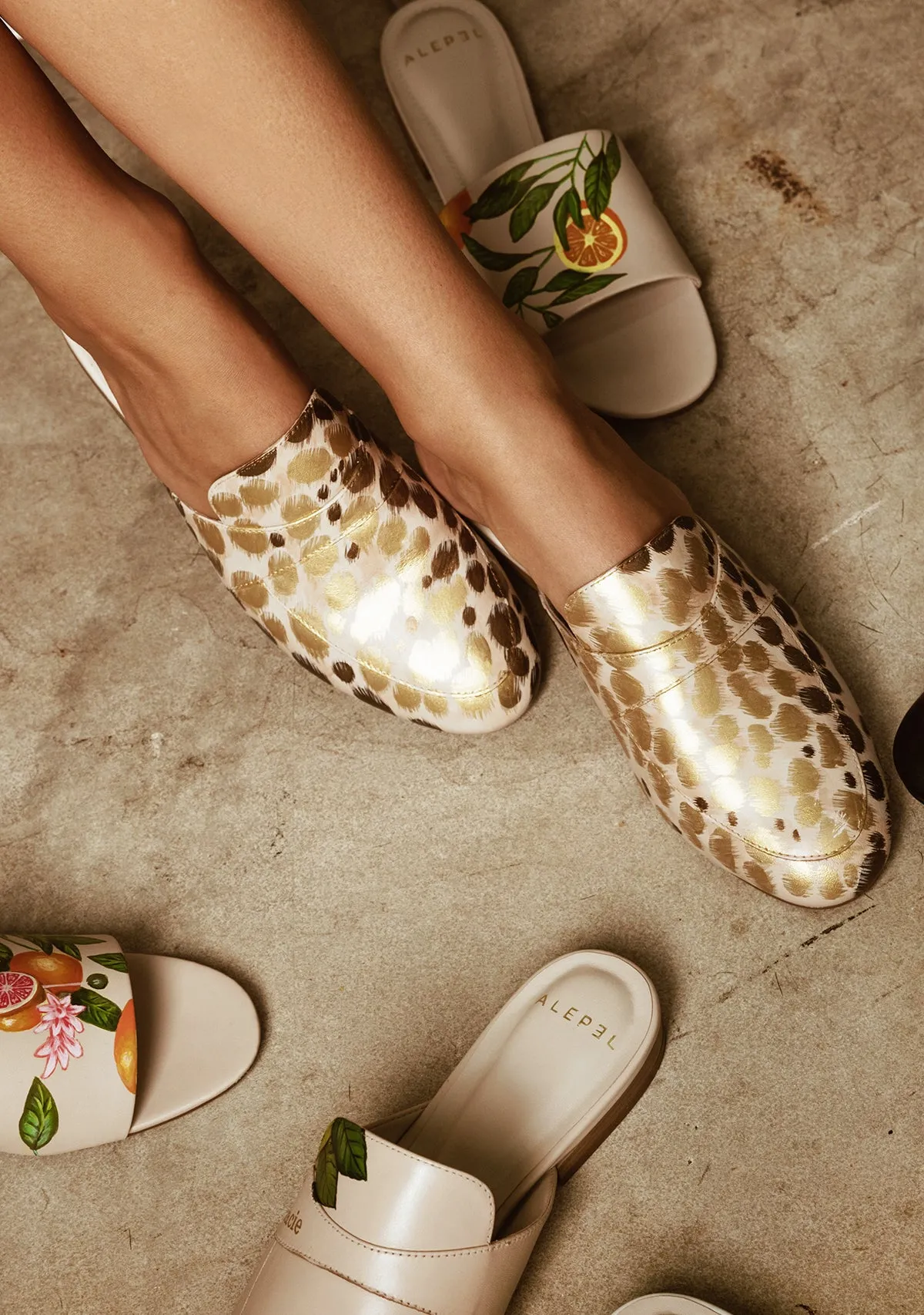 Padded Tongue Reliable Comfort Gold Cheetah Beige Mule