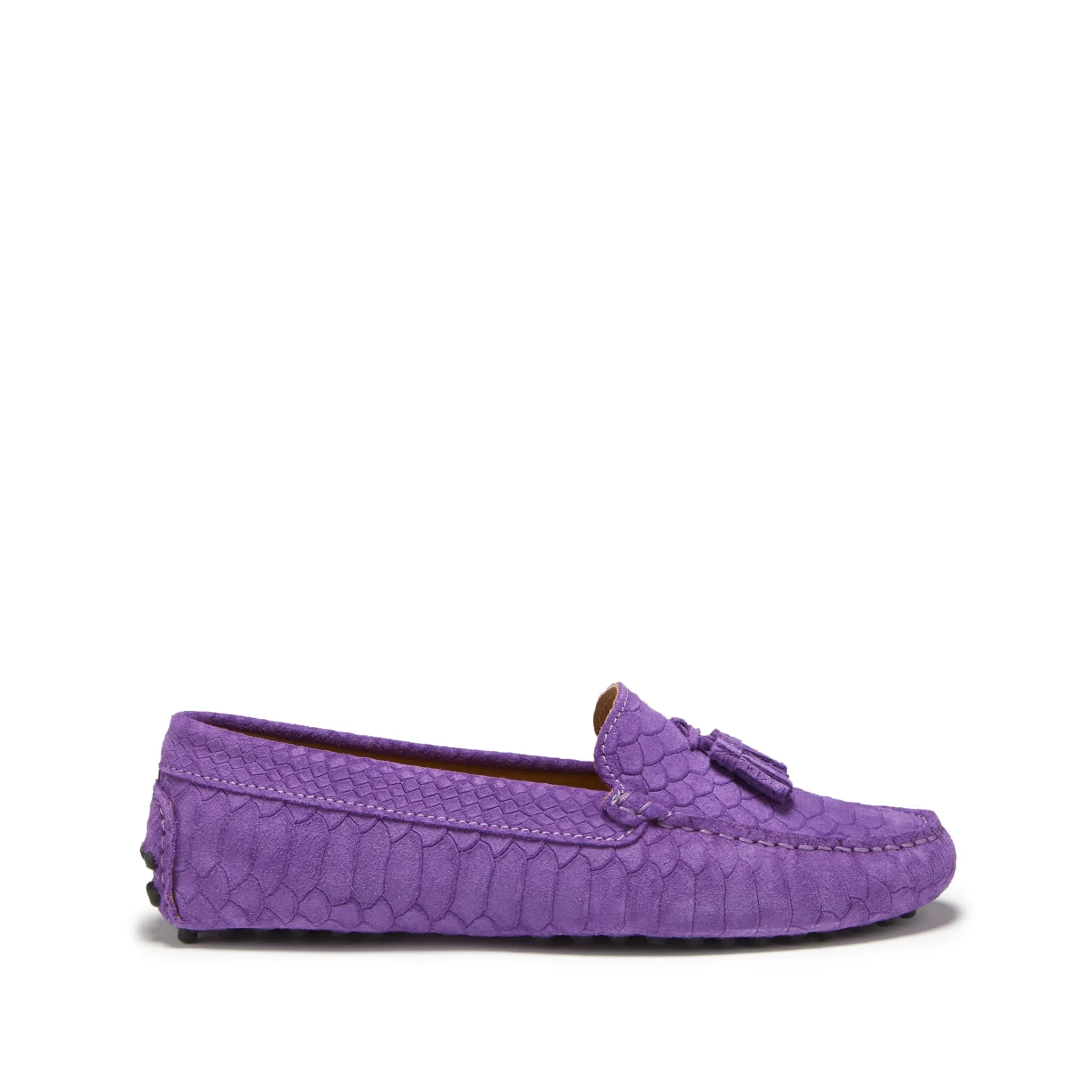 Cool Stride Golf Course Women's Tasselled Driving Loafers, purple embossed suede