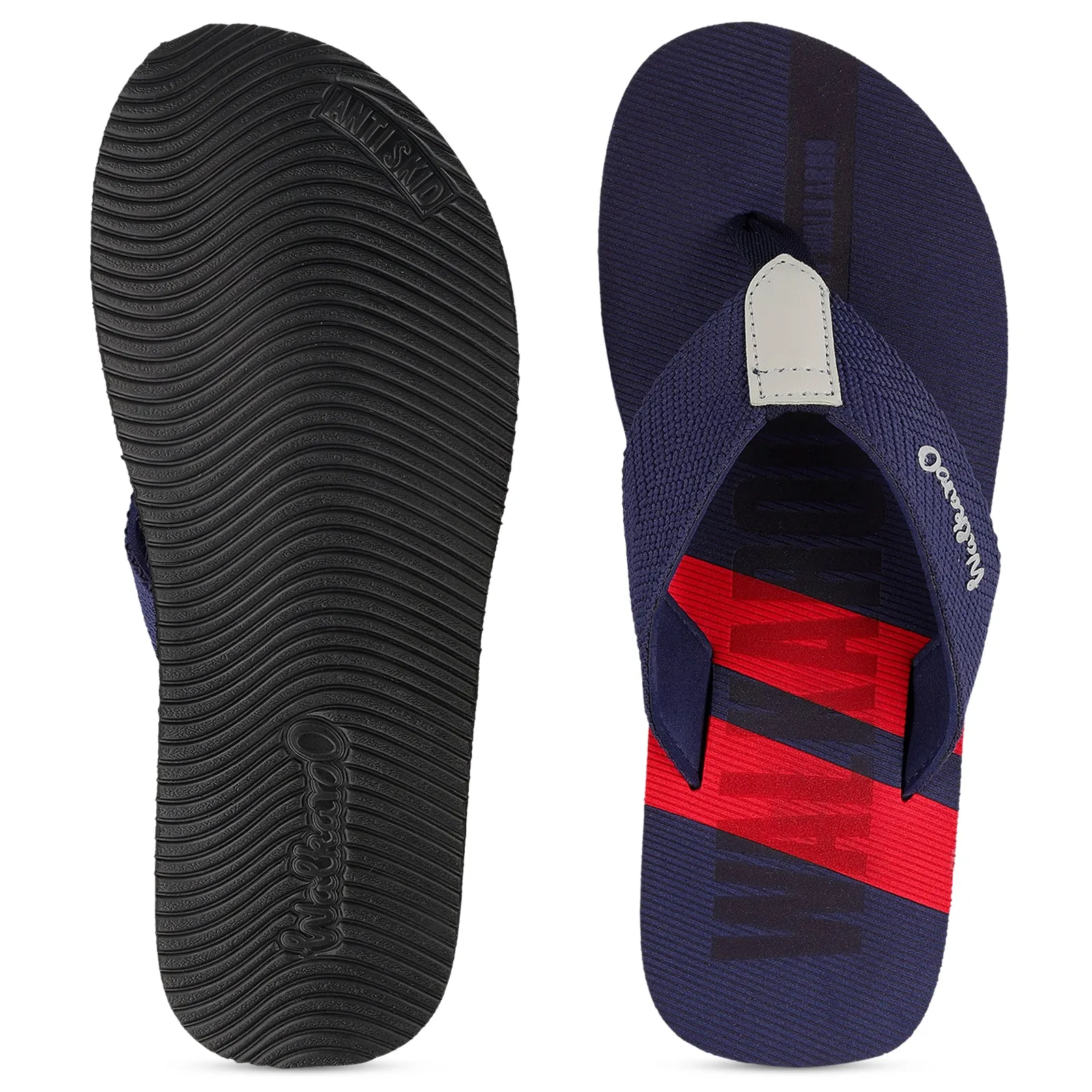 Men's Flip Flop Slippers - WC4257 Navy Blue Red Instant Slip Quick Style