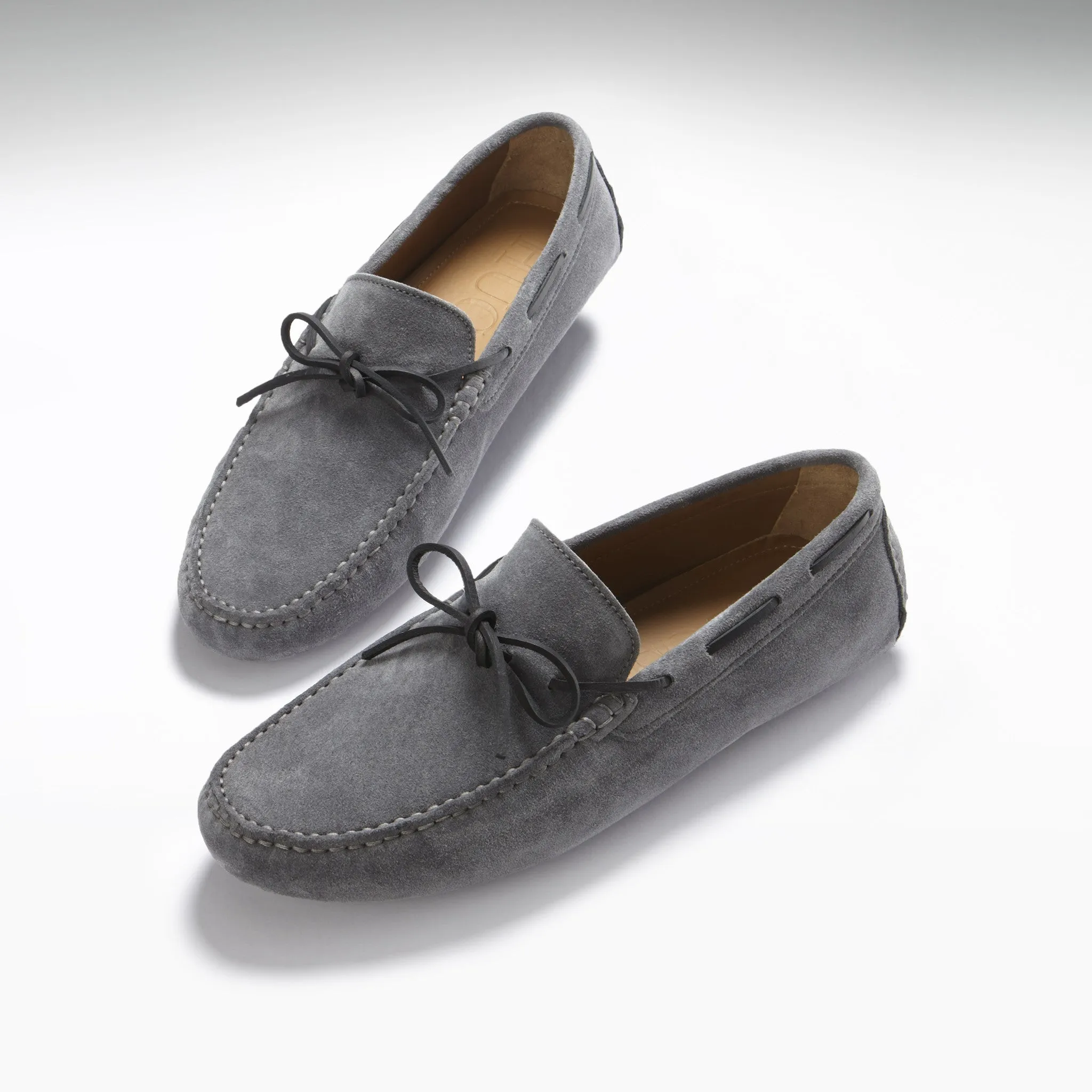 Laced Driving Loafers, slate grey suede Fresh Step Cushioned heel