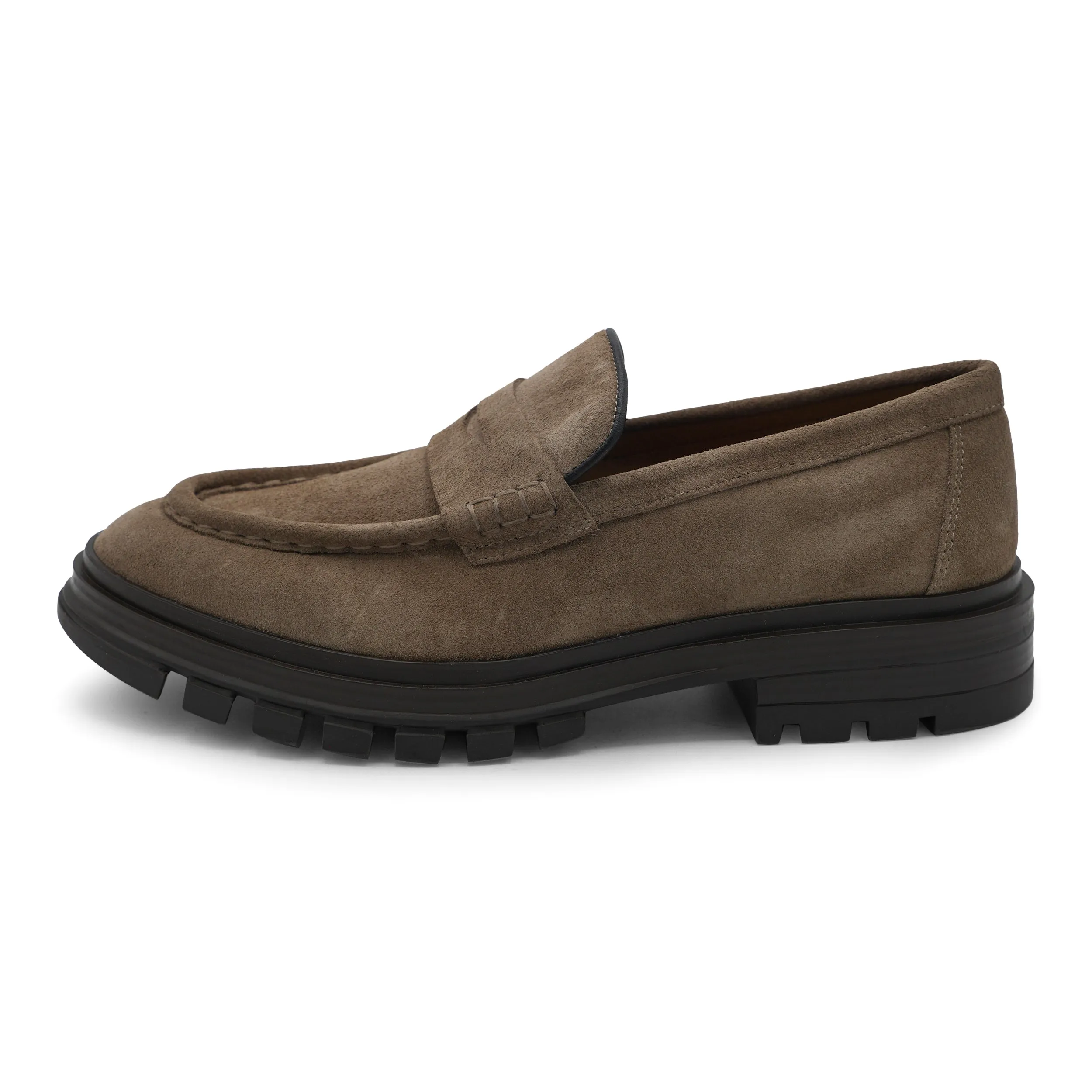 6674 - Beige Suede Chunky Loafer Comfort Fit Air Pace