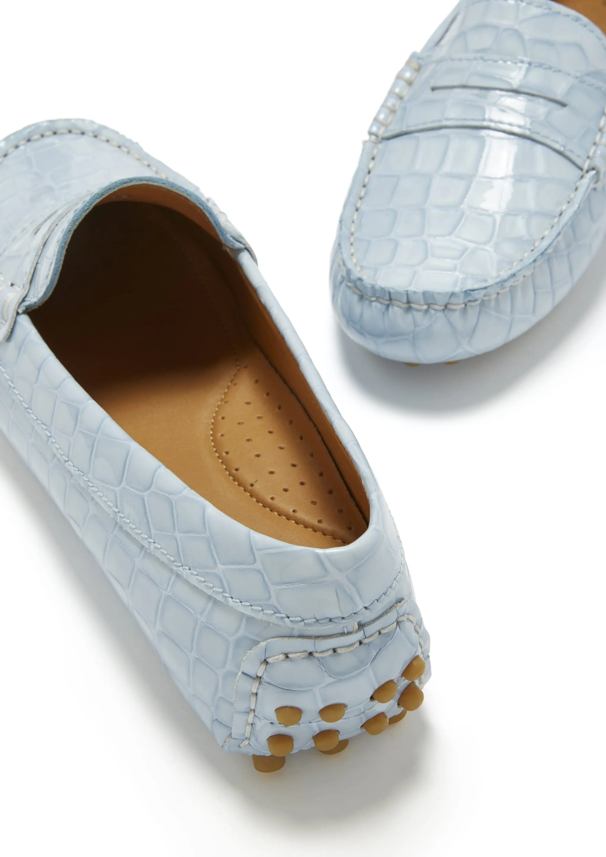 Routine Ready Air Motion Women's Penny Driving Loafers, powder blue print patent leather
