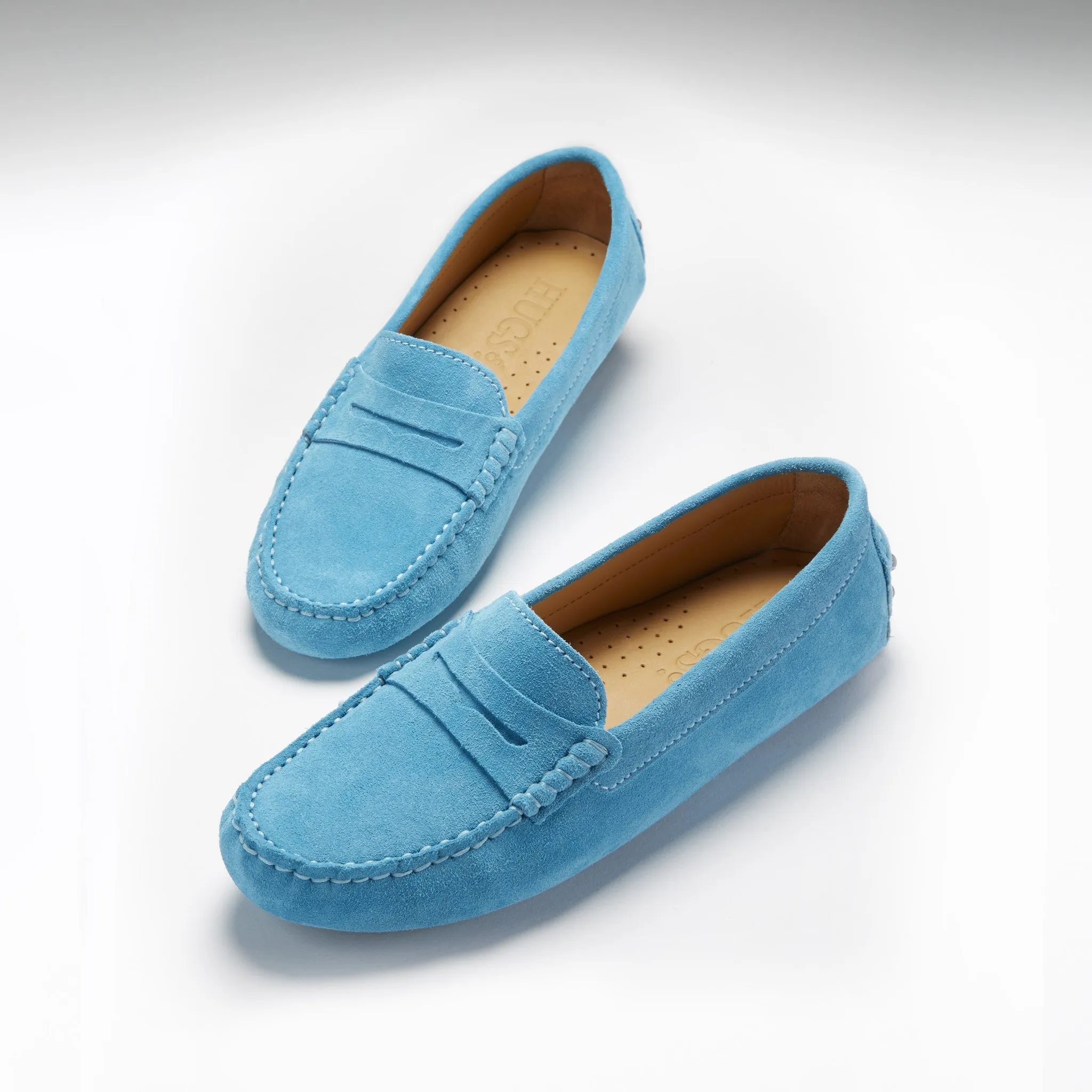Business Meeting Women's Penny Driving Loafers, turquoise suede