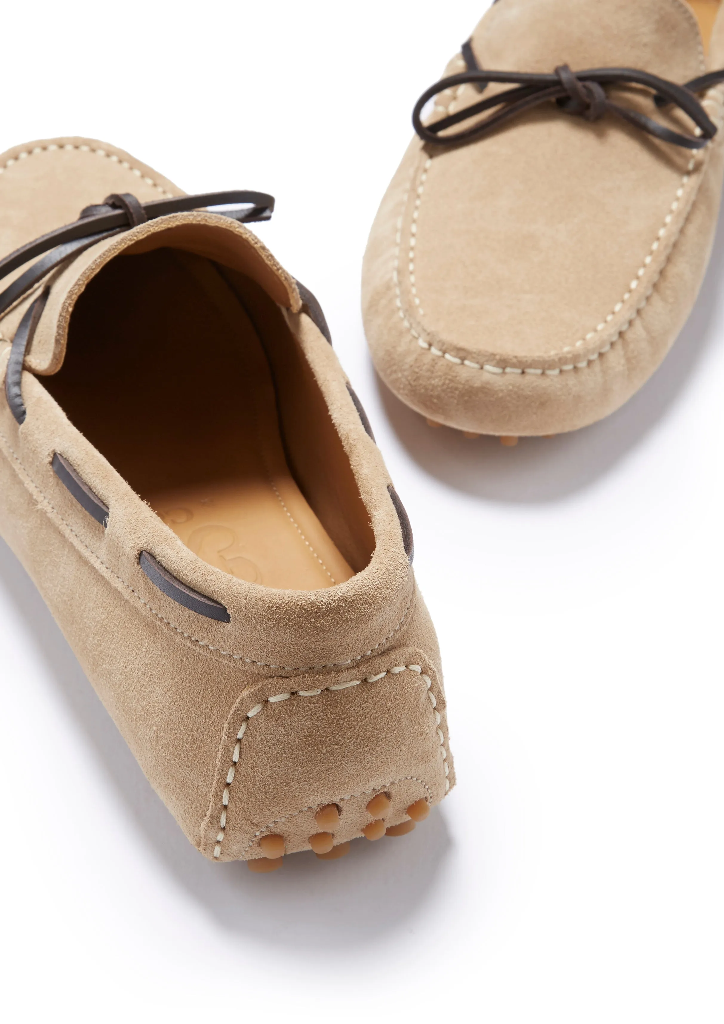Laced Driving Loafers, taupe suede Anti Odor