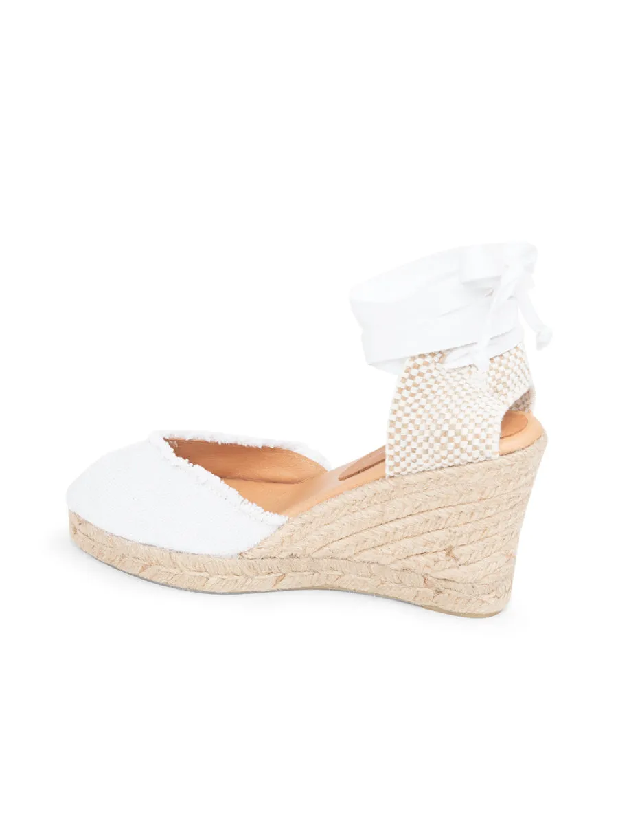 Gwen Frayed Closed Toe Lace Up Espadrille Toe Protection