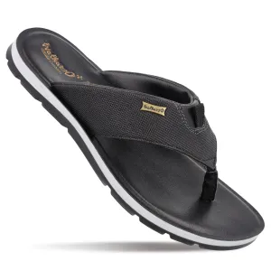 Men's Daily Wear V-Strap Sandals - WE1025 Black Comfortable Slip-On Foot Relief Shoes