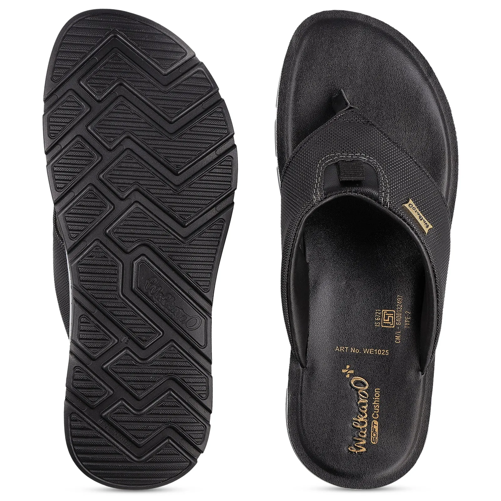 Men's Daily Wear V-Strap Sandals - WE1025 Black Simple Comfort