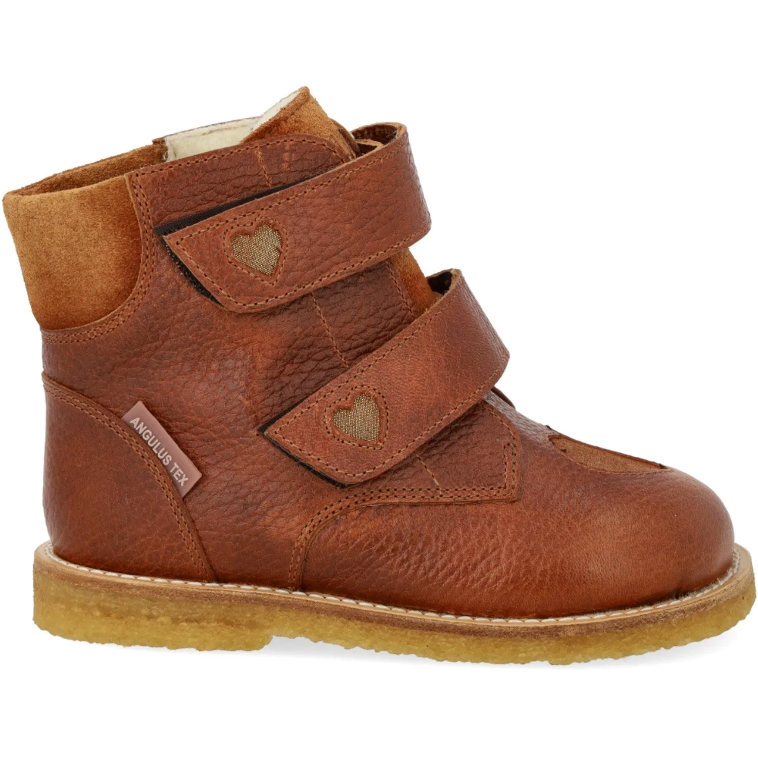 Winter Path men Angulus Cognac/Cognac Glitter/Mustard TEX Boot with Sparkling Glitter Hearts