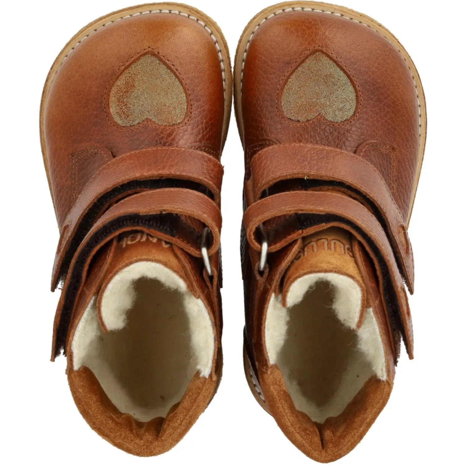 Outdoor Expedition Snow Outdoor Trek Angulus Cognac/Cognac Glitter/Mustard TEX Boot with Sparkling Glitter Hearts