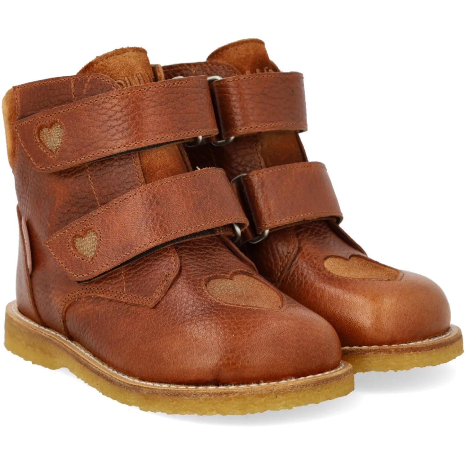 Outdoor Adventure Boots Heavy Snow Angulus Cognac/Cognac Glitter/Mustard TEX Boot with Sparkling Glitter Hearts