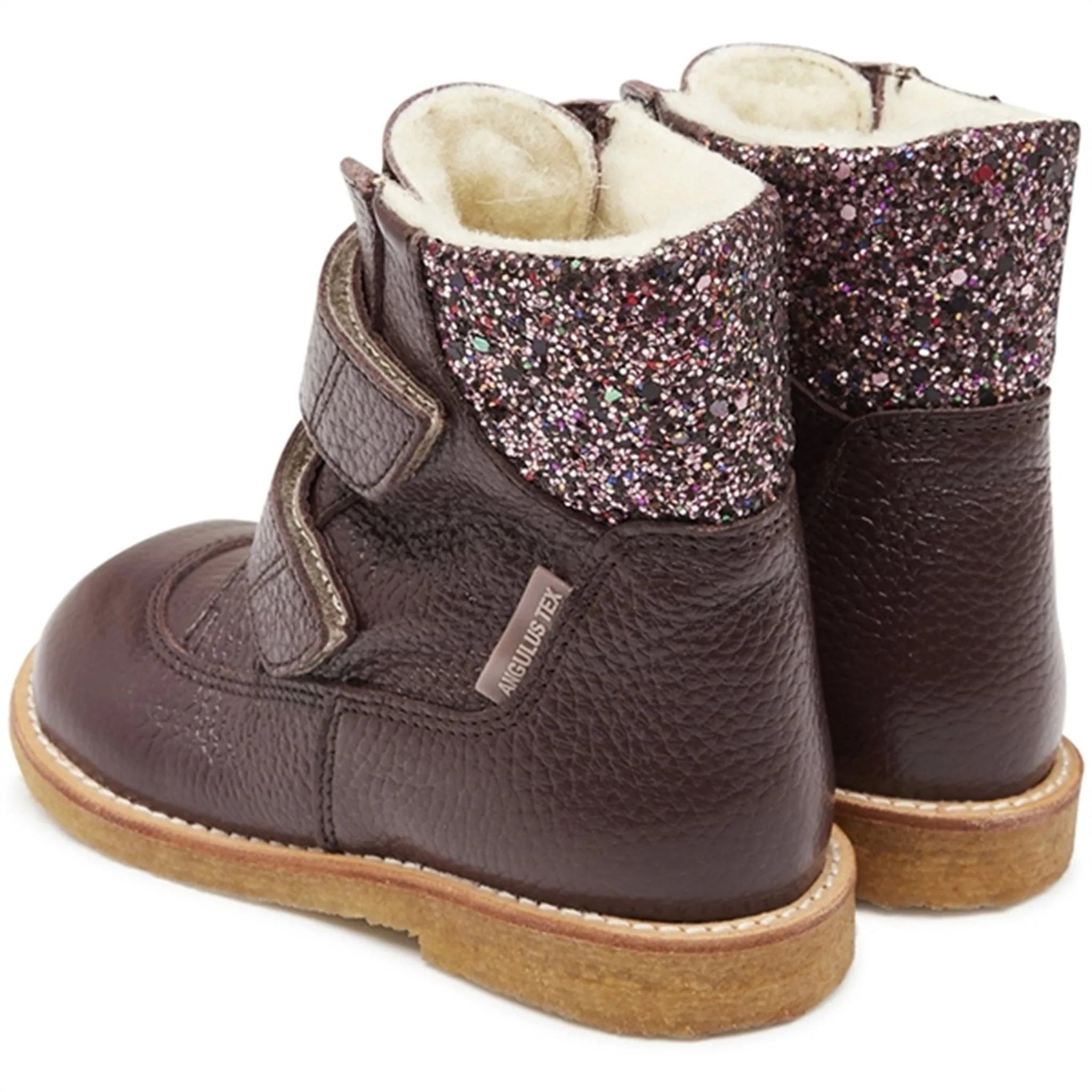Sturdy Snowy Trails Angulus Tex-Boots With Velcro Bordeaux/Bordeaux Multi Glitter