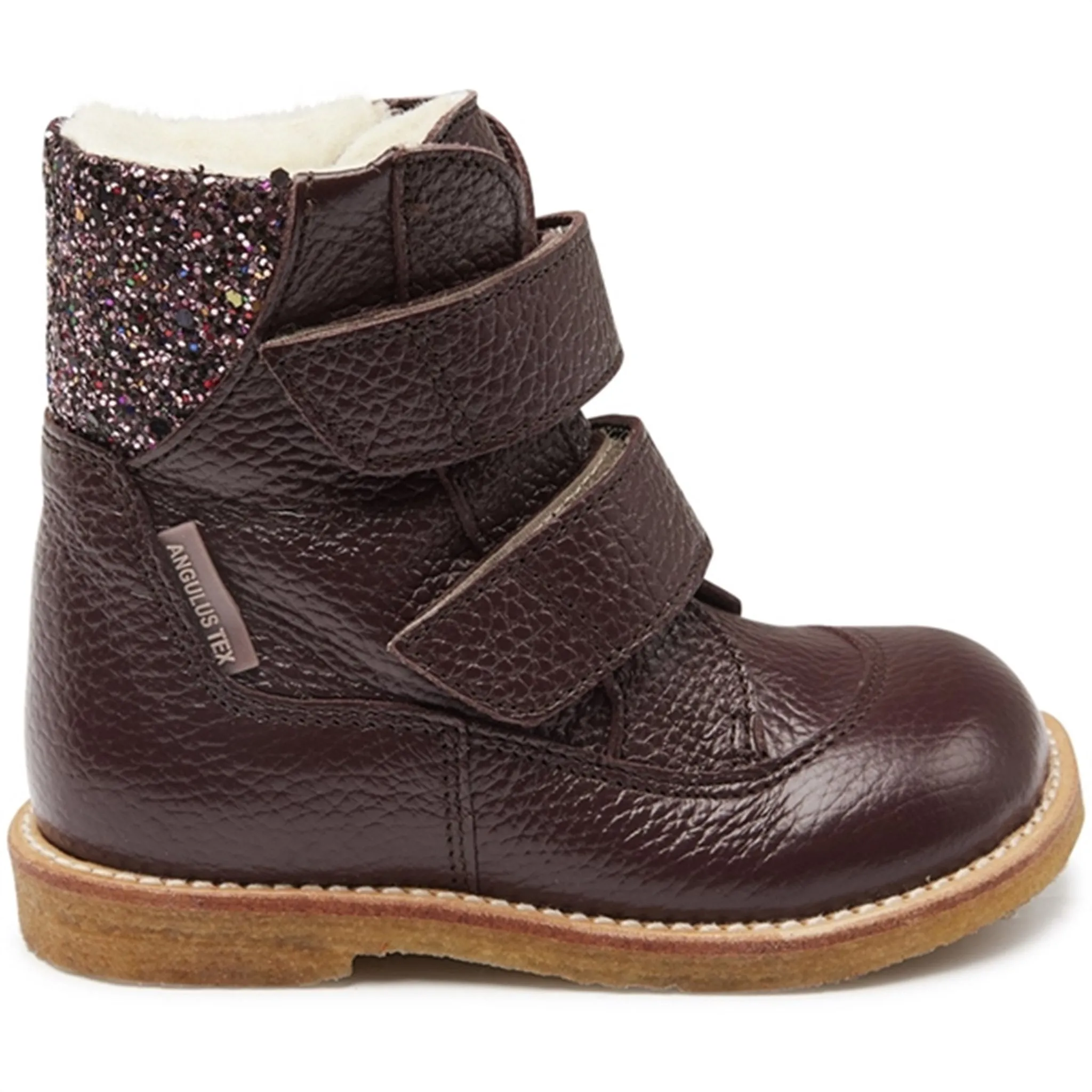 Snow Hiking Shoes Angulus Tex-Boots With Velcro Bordeaux/Bordeaux Multi Glitter