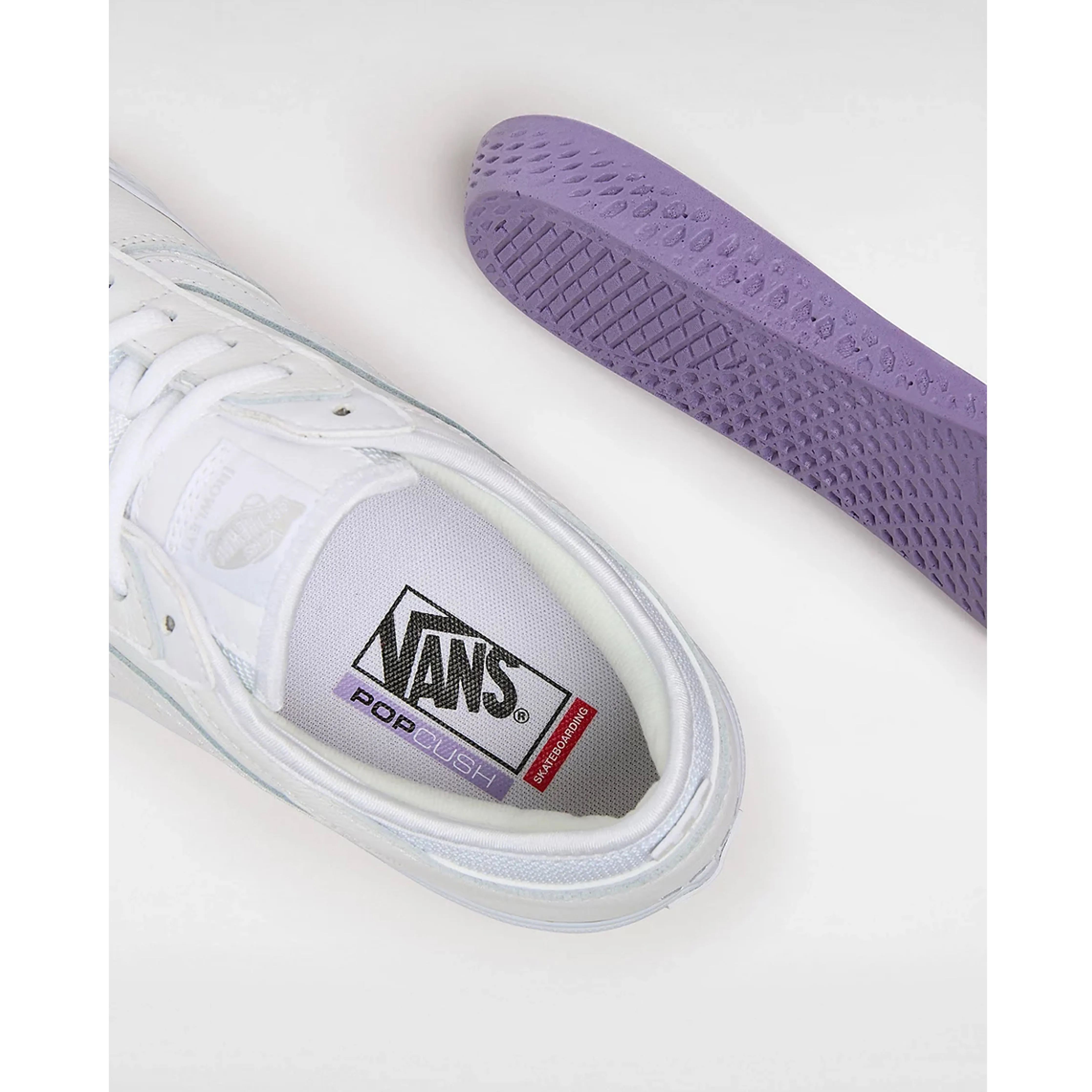 Speed Ride Fit Streetwear Look Vans Skate Rowley Leather Skate Shoes - White