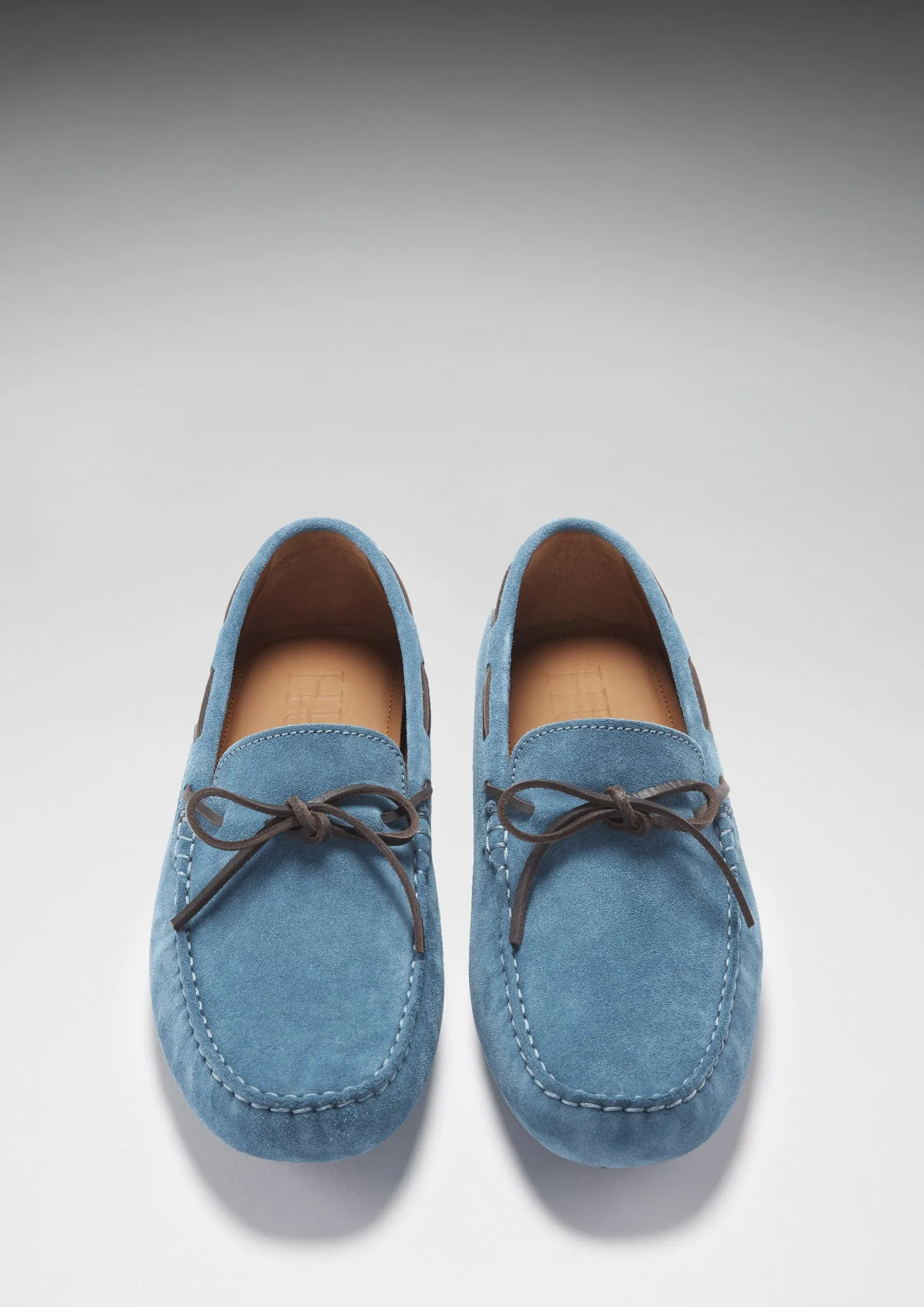 Rain Ready Laced Driving Loafers, petrol blue suede