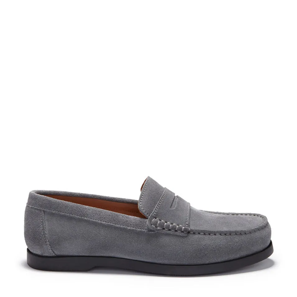 Open Walk Gallery Tour Boat Loafers, slate grey suede