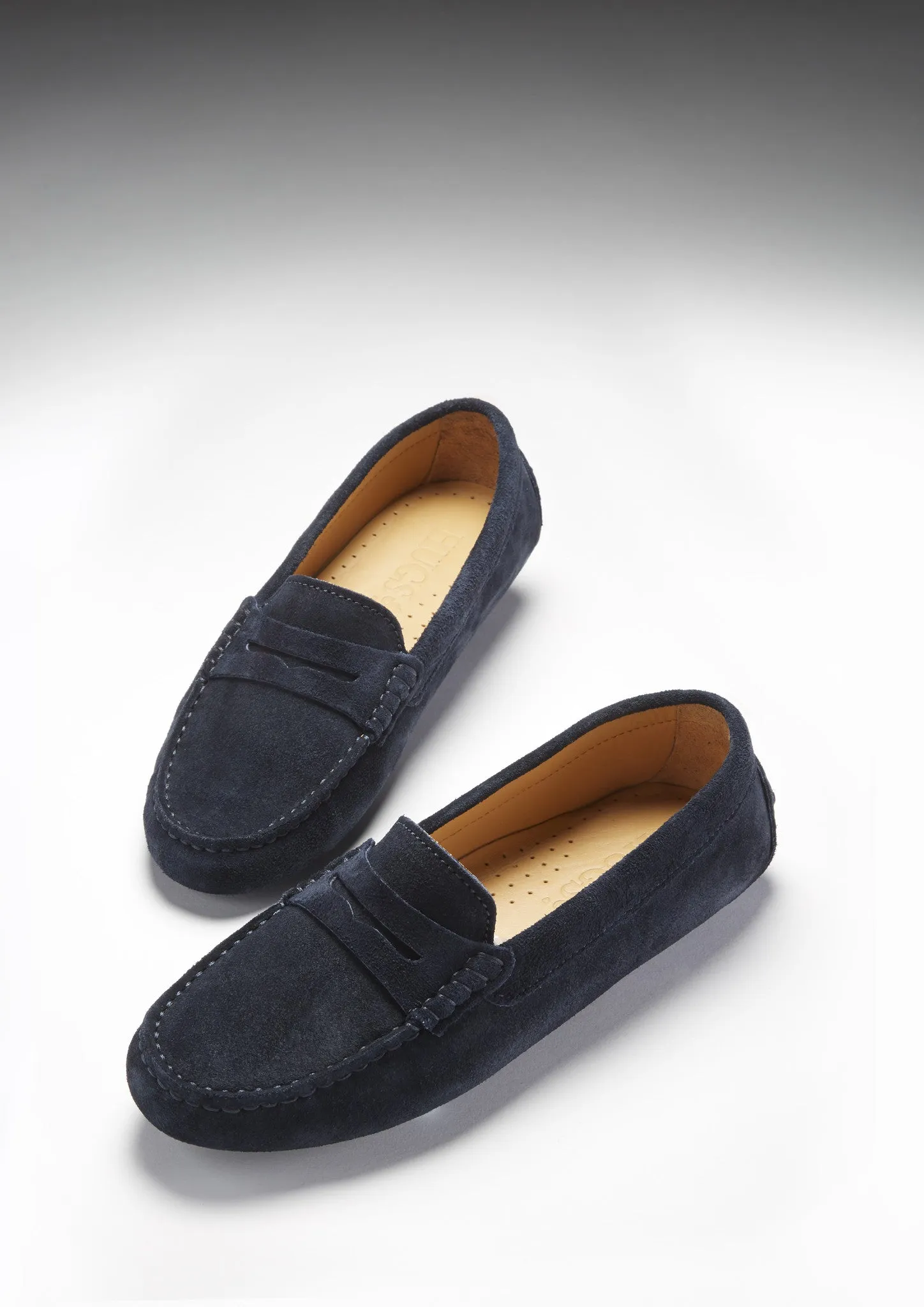 Versatile Walk. Clear Move Women's Penny Driving Loafers, navy blue suede