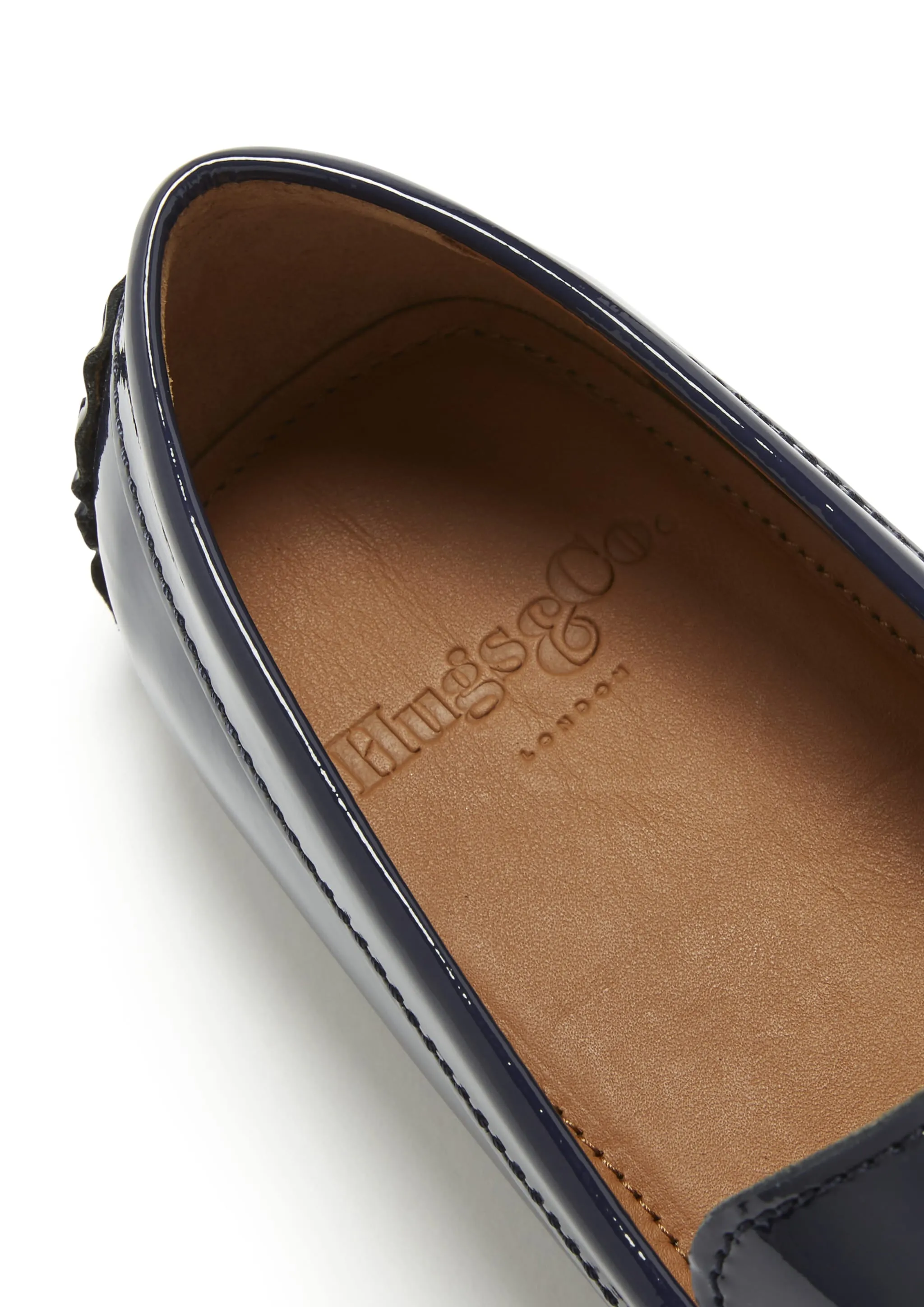 River Walks Synthetic Upper Penny Driving Loafers, navy blue patent leather