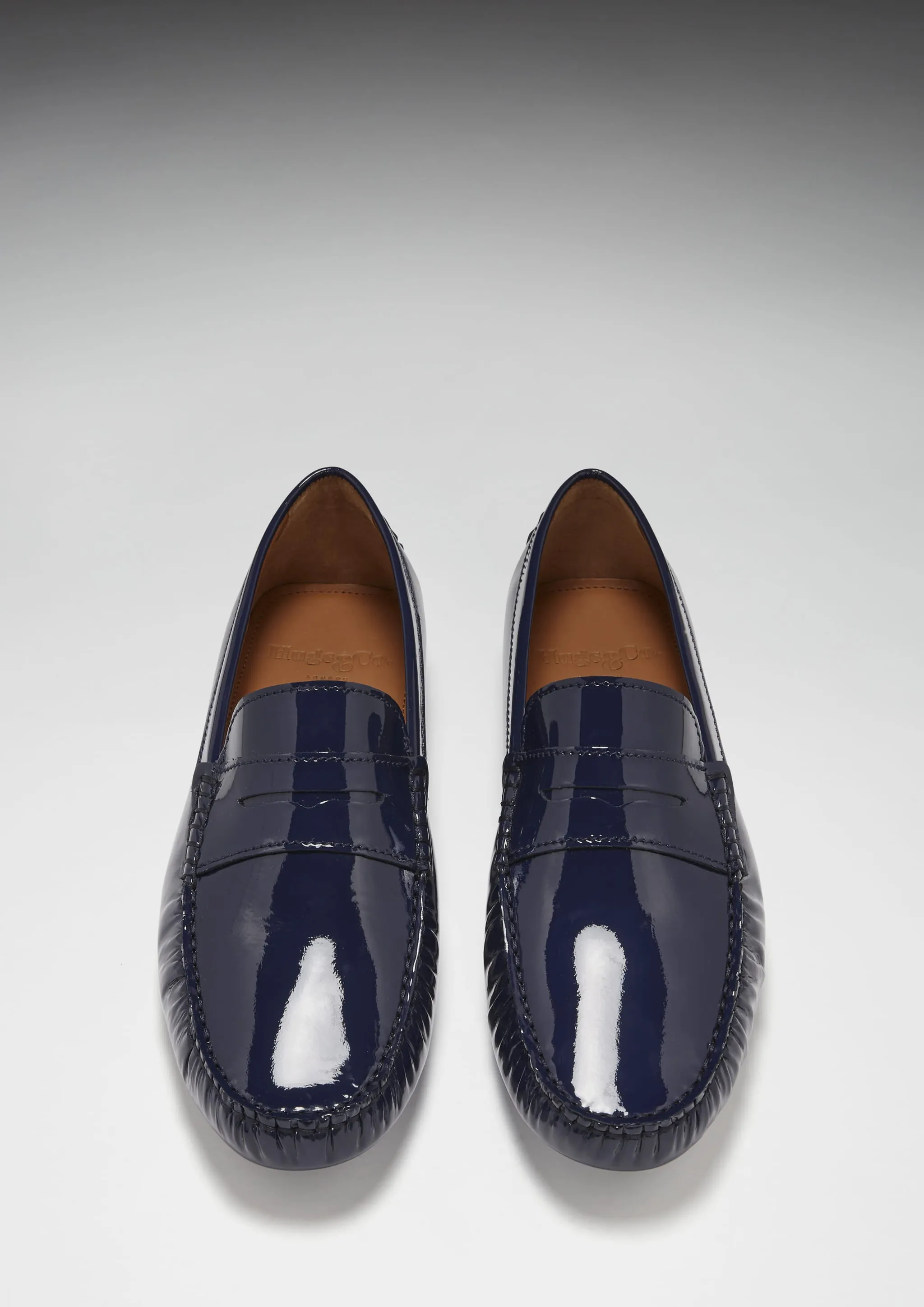 Cushioned Insole Hold Walk Penny Driving Loafers, navy blue patent leather