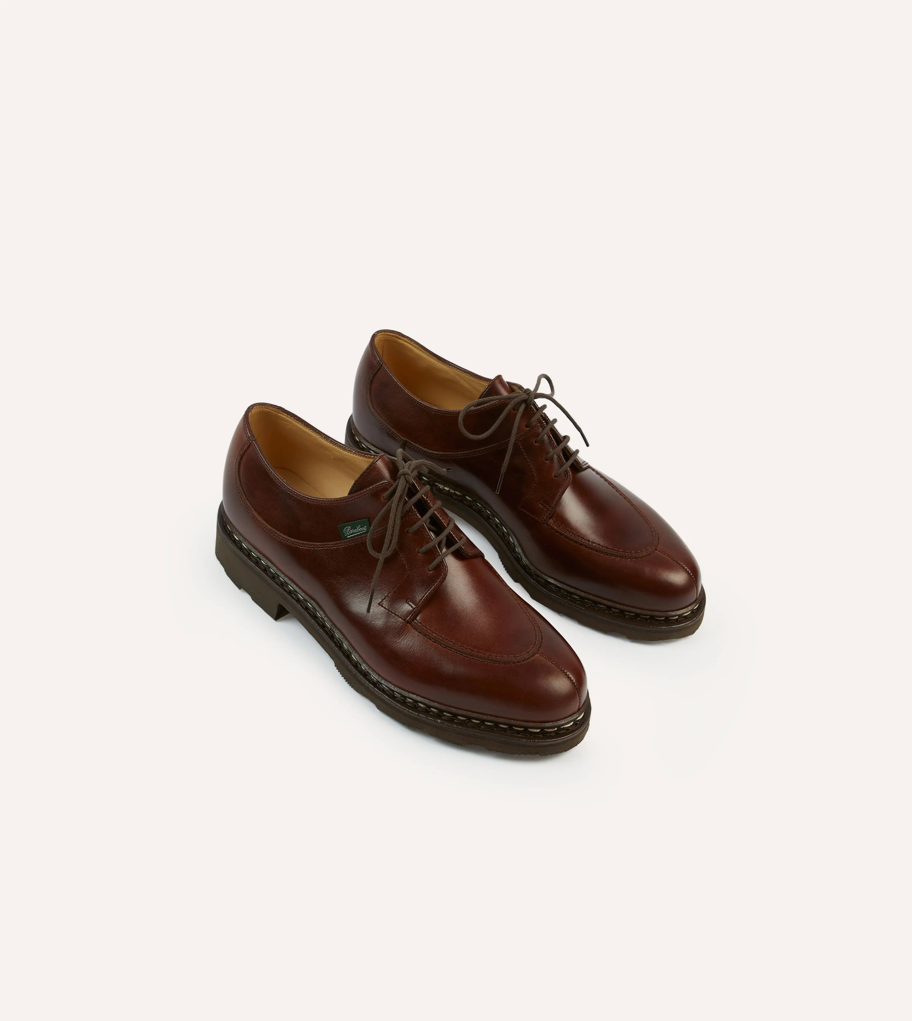 Paraboot Avignon Brown Leather Derby Shoe Dark Edge Lightweight Form Casual Wear