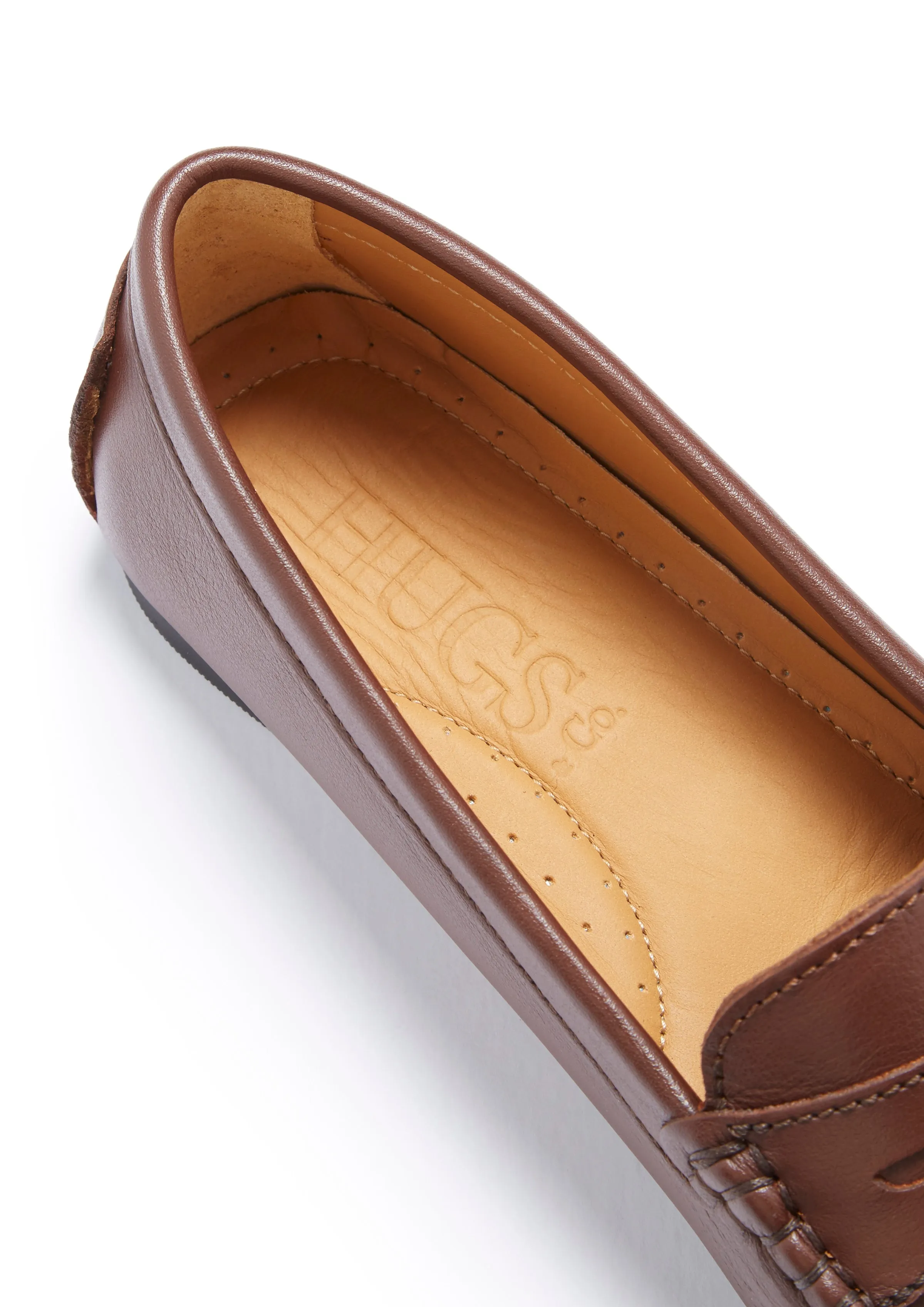 Women's Penny Driving Loafers Full Rubber Sole, brown leather Modern Look Fashionable Comfort Shoes