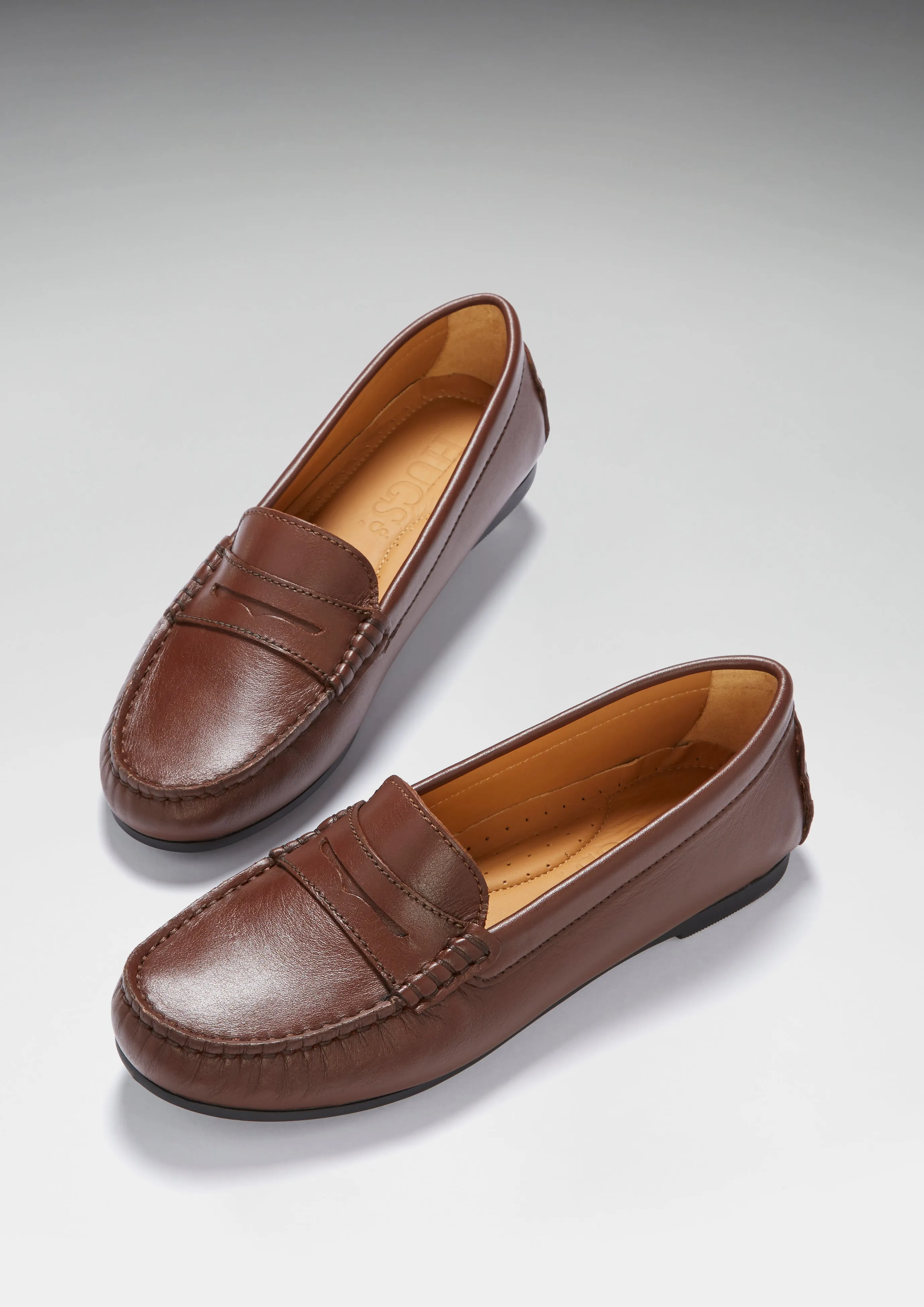 Women's Penny Driving Loafers Full Rubber Sole, brown leather Urban Sprint