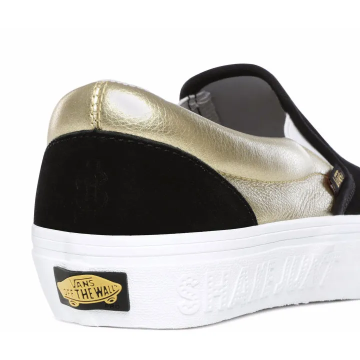 Vans x Shake Junt Slip-On Pro Shoes - Black/Metallic Gold/White Grip Ease