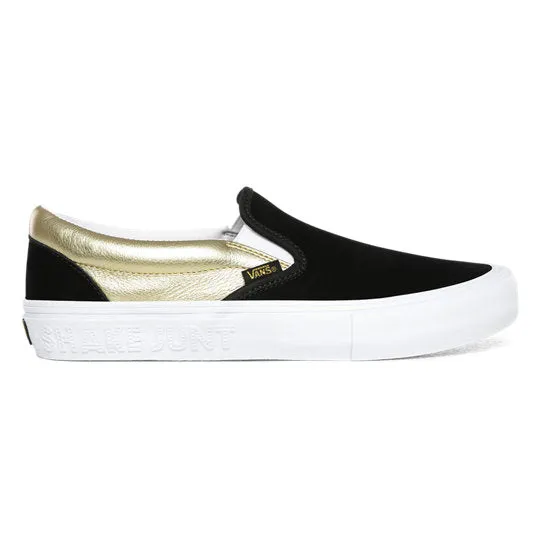 Vans x Shake Junt Slip-On Pro Shoes - Black/Metallic Gold/White Skate Fit Ready Street Life Ready