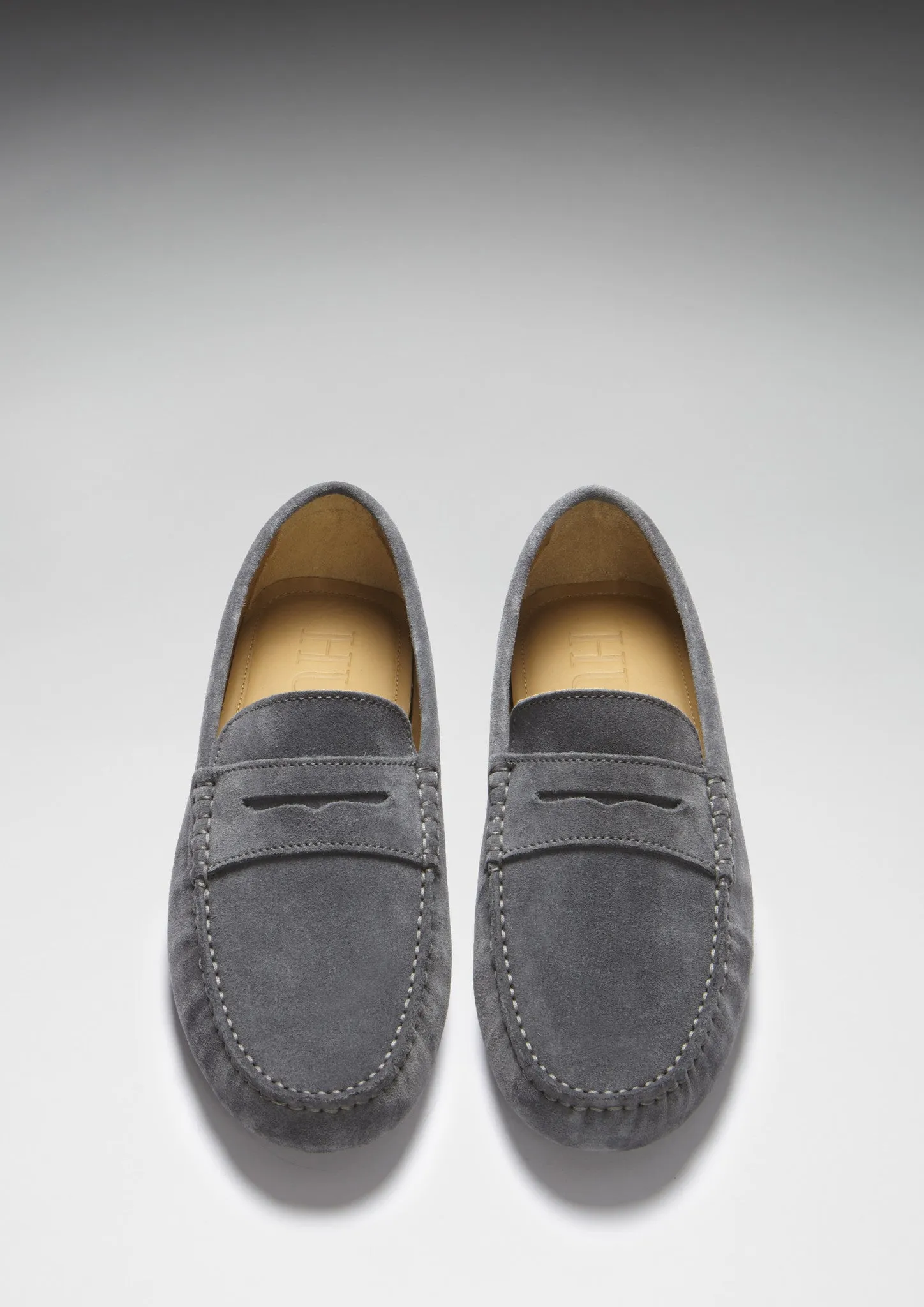 Penny Driving Loafers, slate grey suede Current Trend Hold Safe