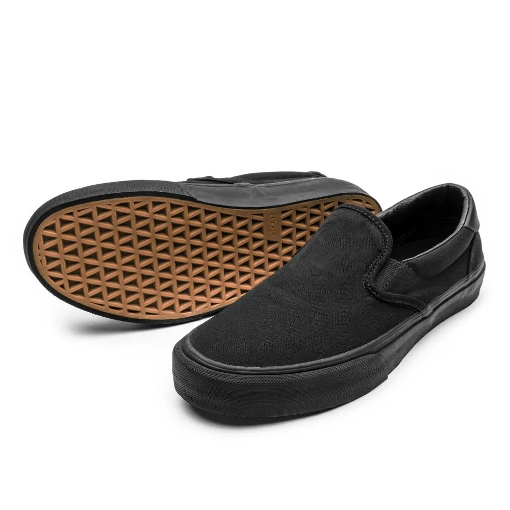 Straye Ventura Slip-On Canvas Shoes - Black/Black Sport Edge