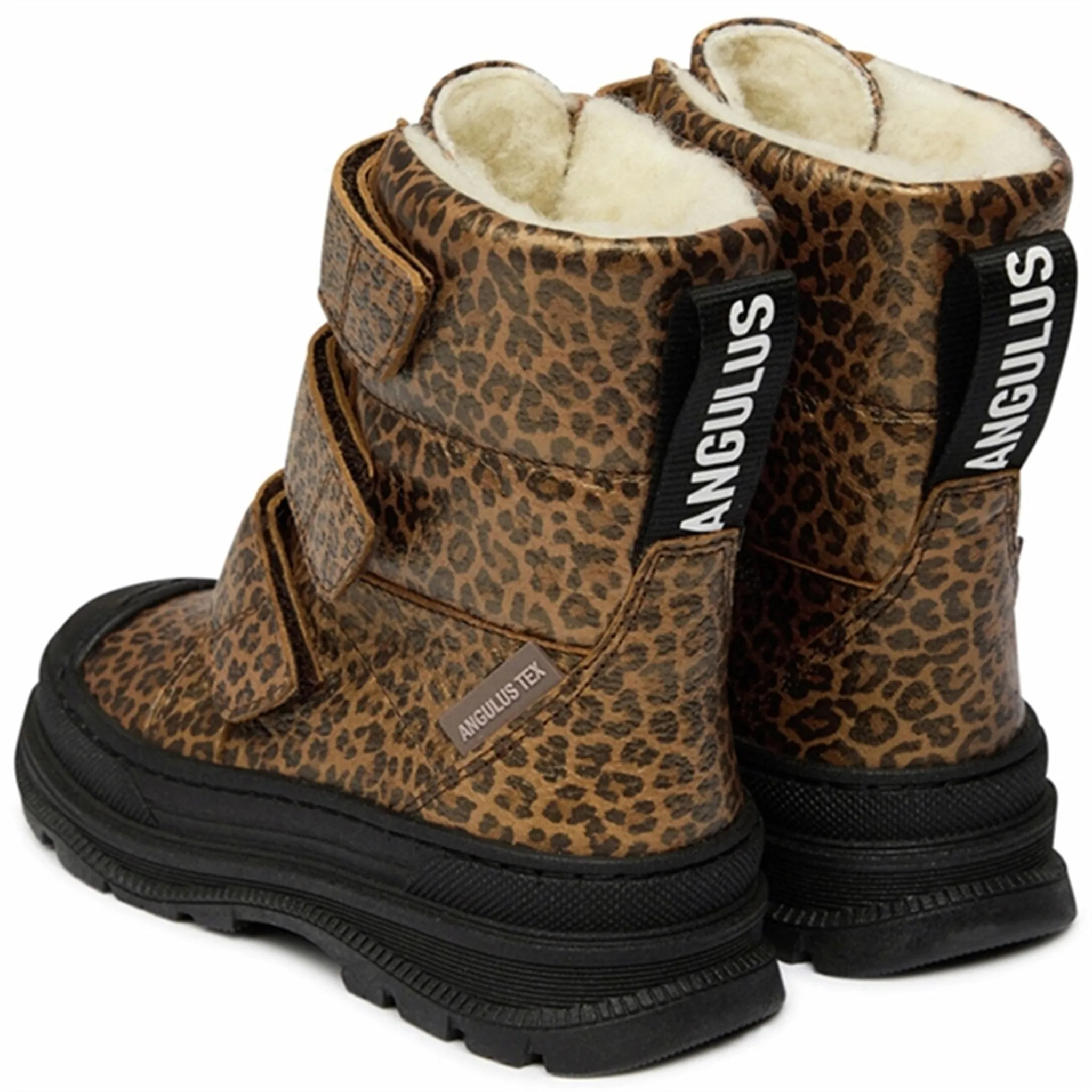 Snow Outdoor Boots Cold Protection Walks Angulus Tex-Boots w Velcro and Wool Lining Brown Leo