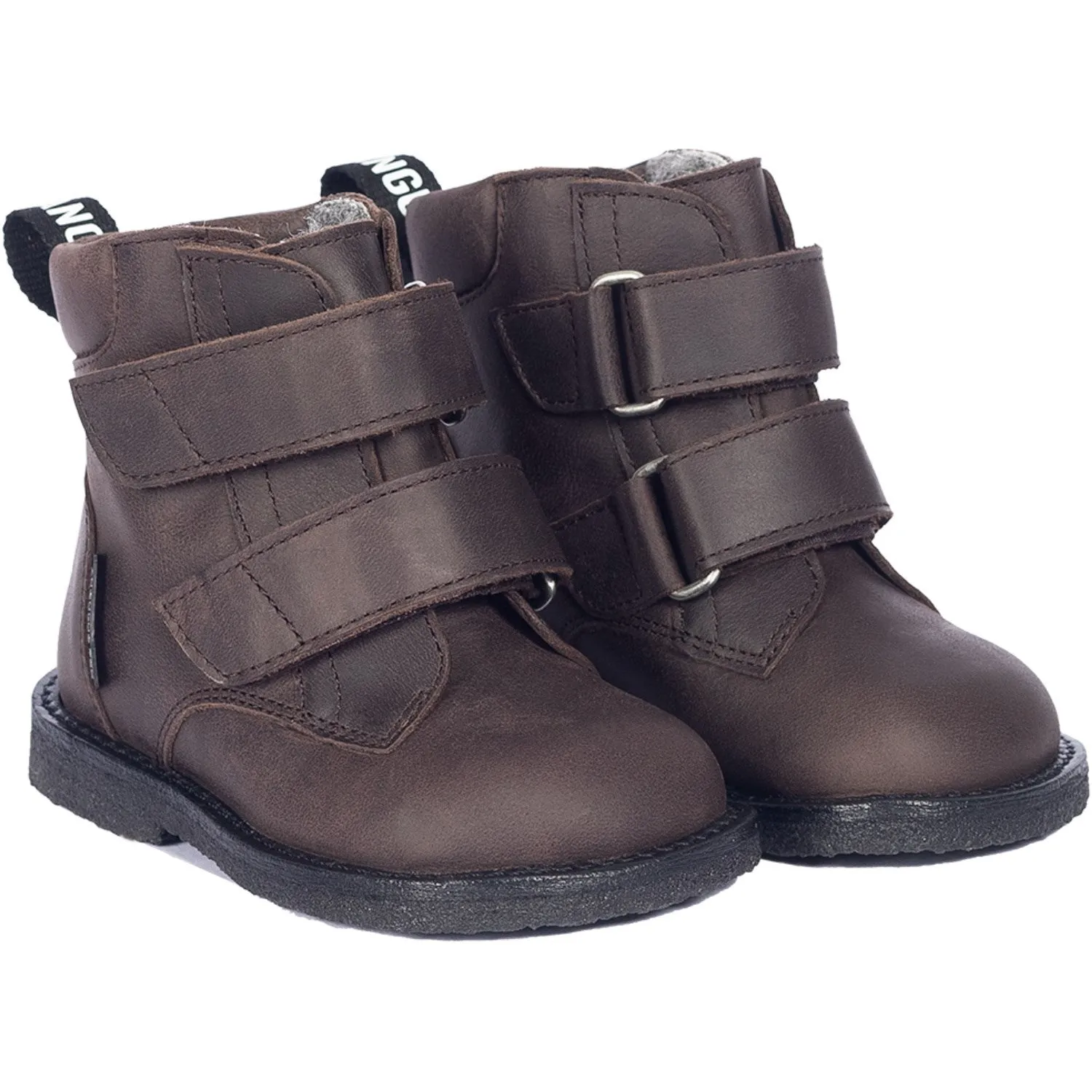 Angulus Dark Brown Beginner Tex Boot with Logo Tape and Velcro Closure Snow Outdoor Exploration