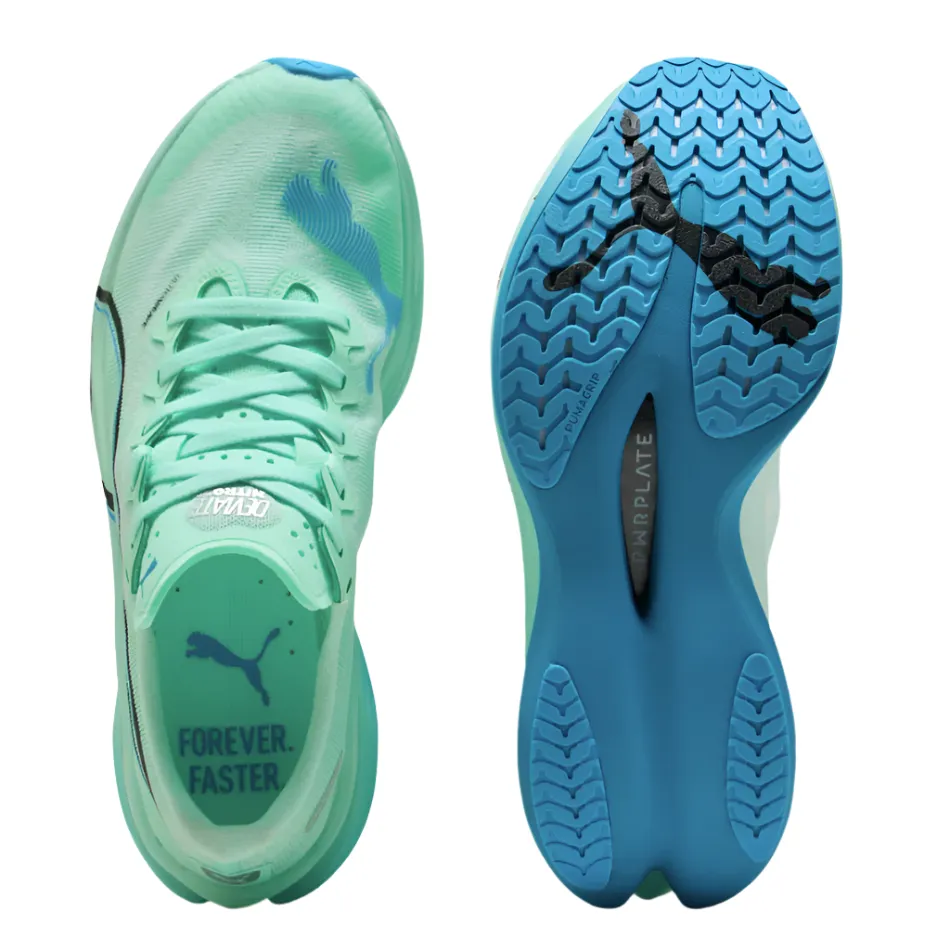 Narrow Fit PUMA Women's Deviate NITRO Elite 3 Running Shoes in Mint Melt/Speed Blue AW25