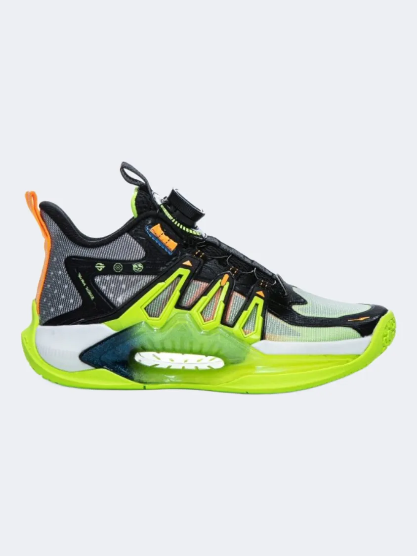 Erke Kids-Boys Basketball Shoes Black/Yellow/Green Support Frame Comfort