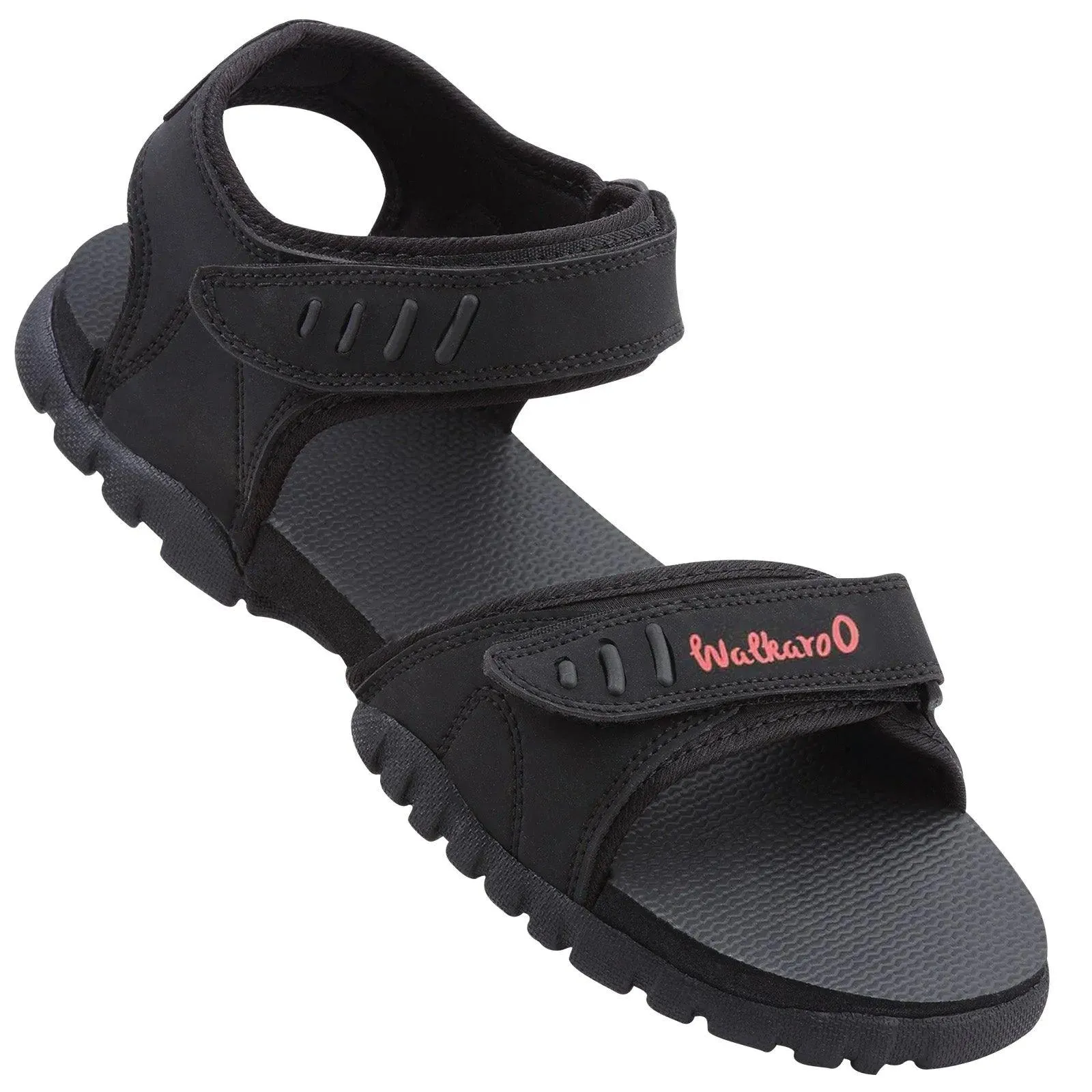 Comfortable Walk Walkaroo Men Strappy Floater Sandals - 4509 Black
