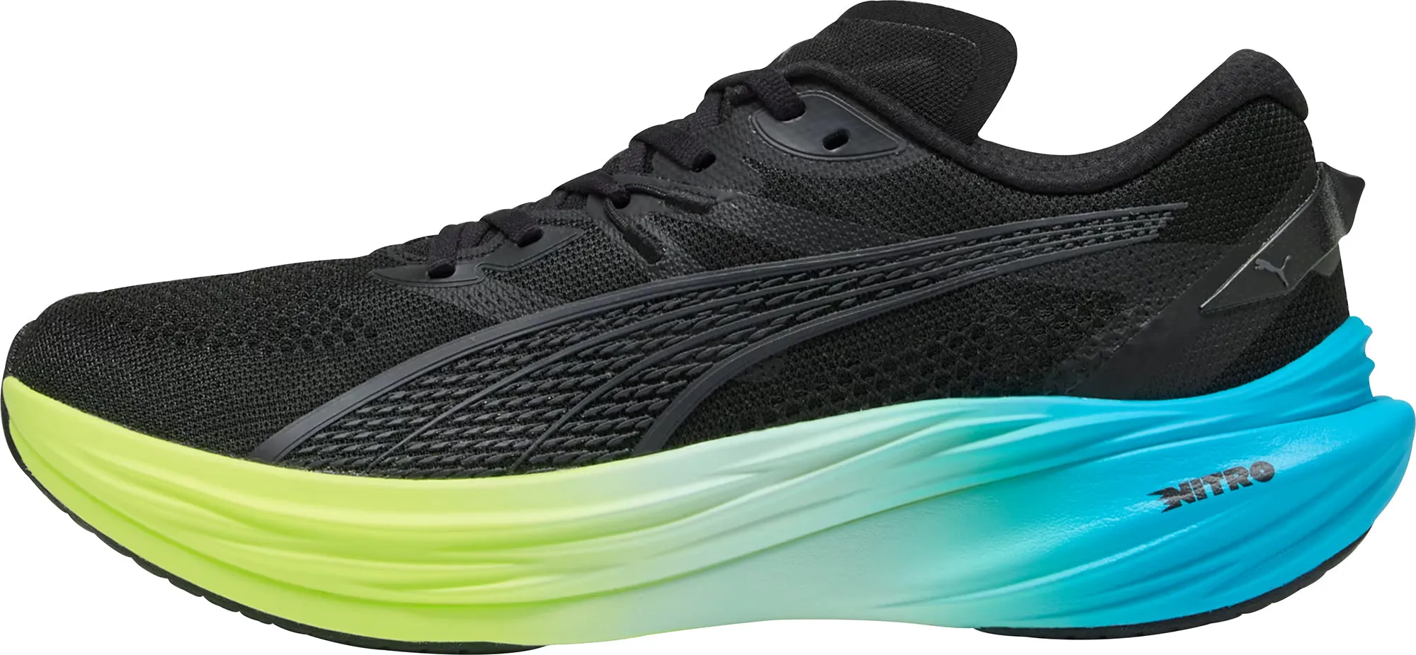 Puma Deviate Nitro 3 Mens Running Shoes - Black Feather Light Travel Enthusiasts Stretch Fabric Travel Light
