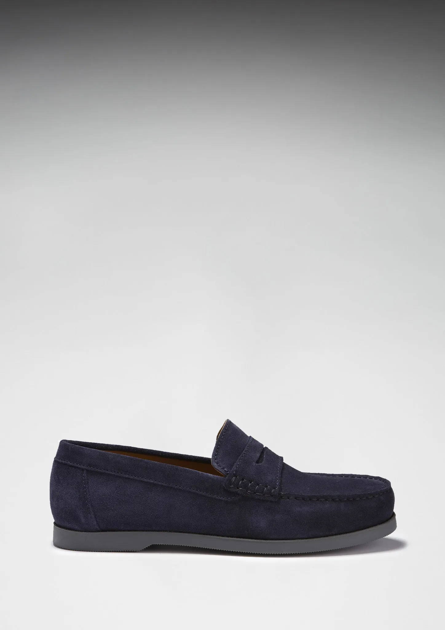 Retro Touch Boat Loafers, navy blue suede