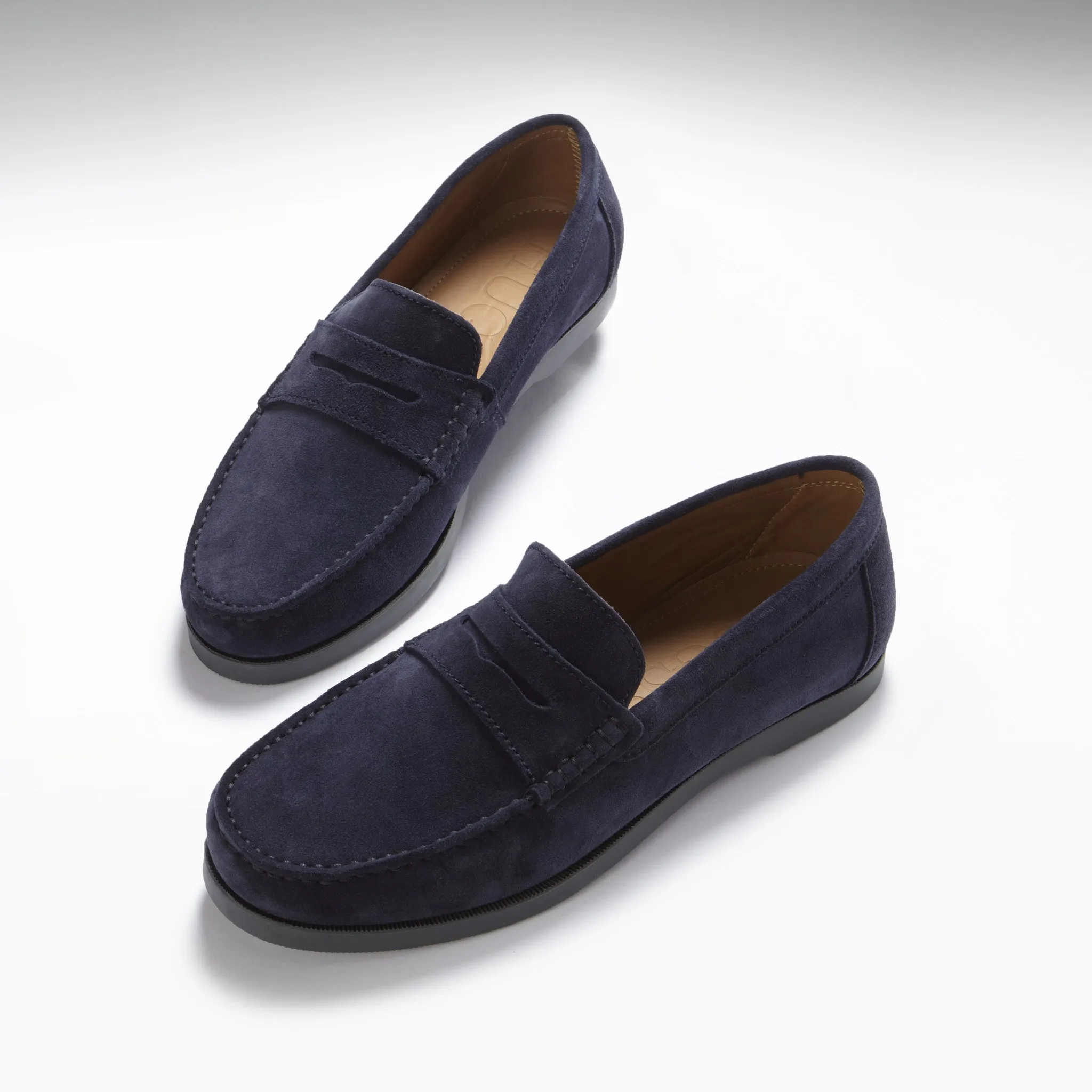Hold Strong Boat Loafers, navy blue suede
