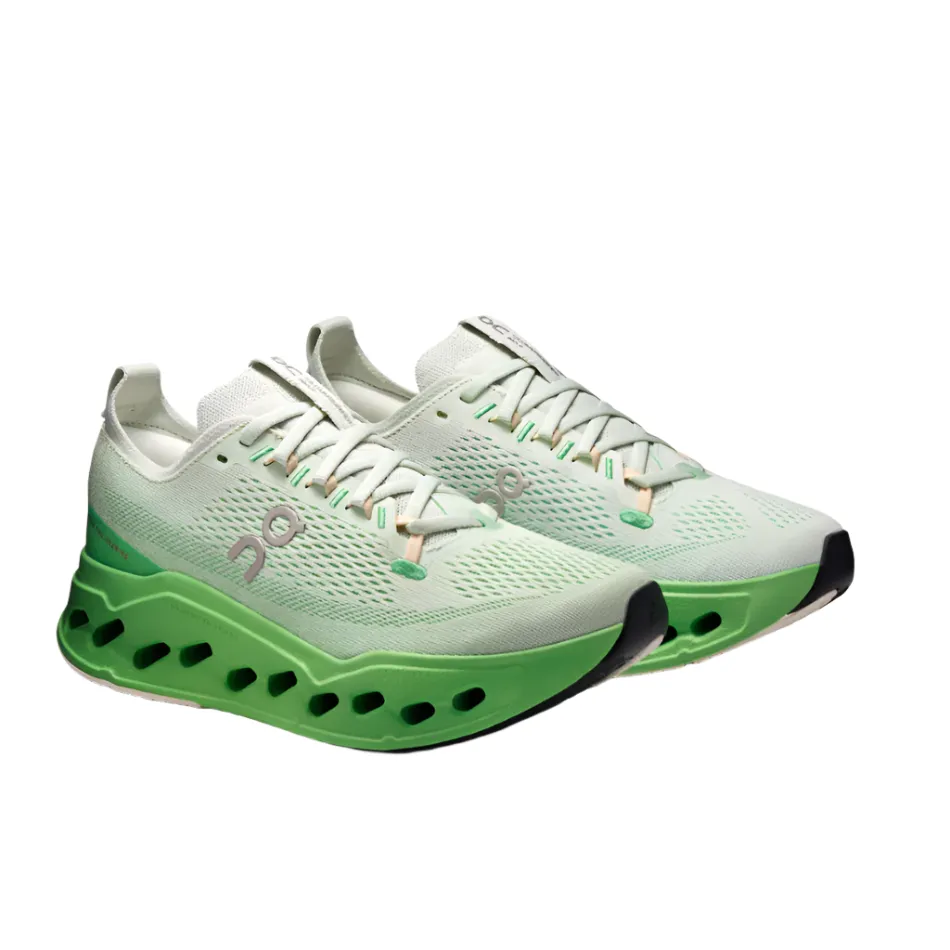 On Women's Cloudsurfer Max Running Shoes in Mineral/Honeydew AW25 Indoor - exercise