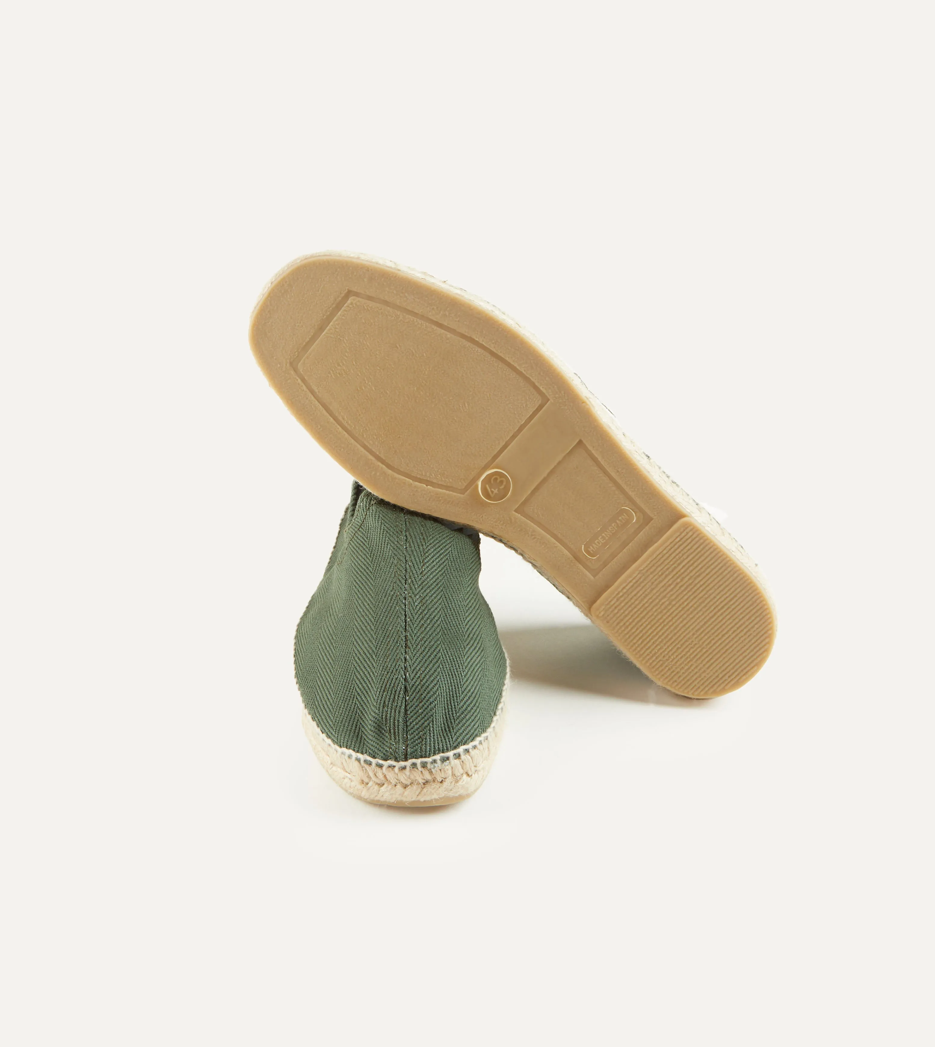 Green Herringbone Cotton Espadrilles Slip Safe