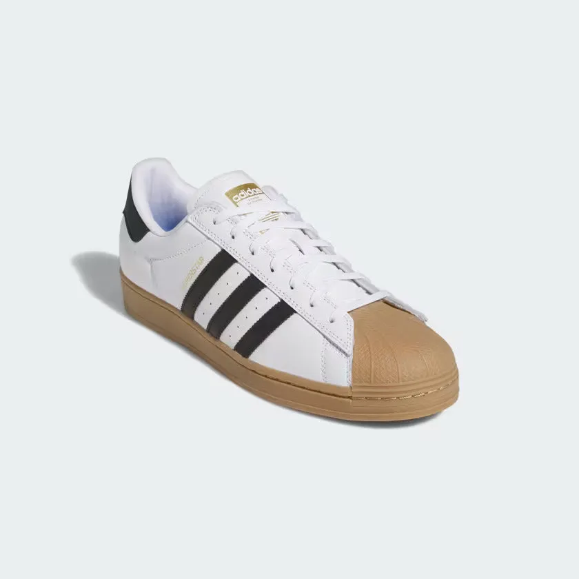 adidas Skateboarding Superstar ADV Skate Shoes - Cloud White / Core Black / Gum Durable Traction