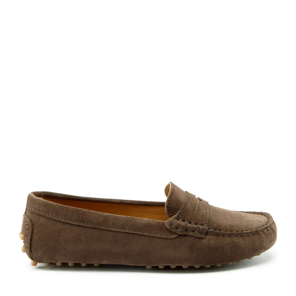 Women's Penny Driving Loafers, brown suede Soft Sole Foam Insole
