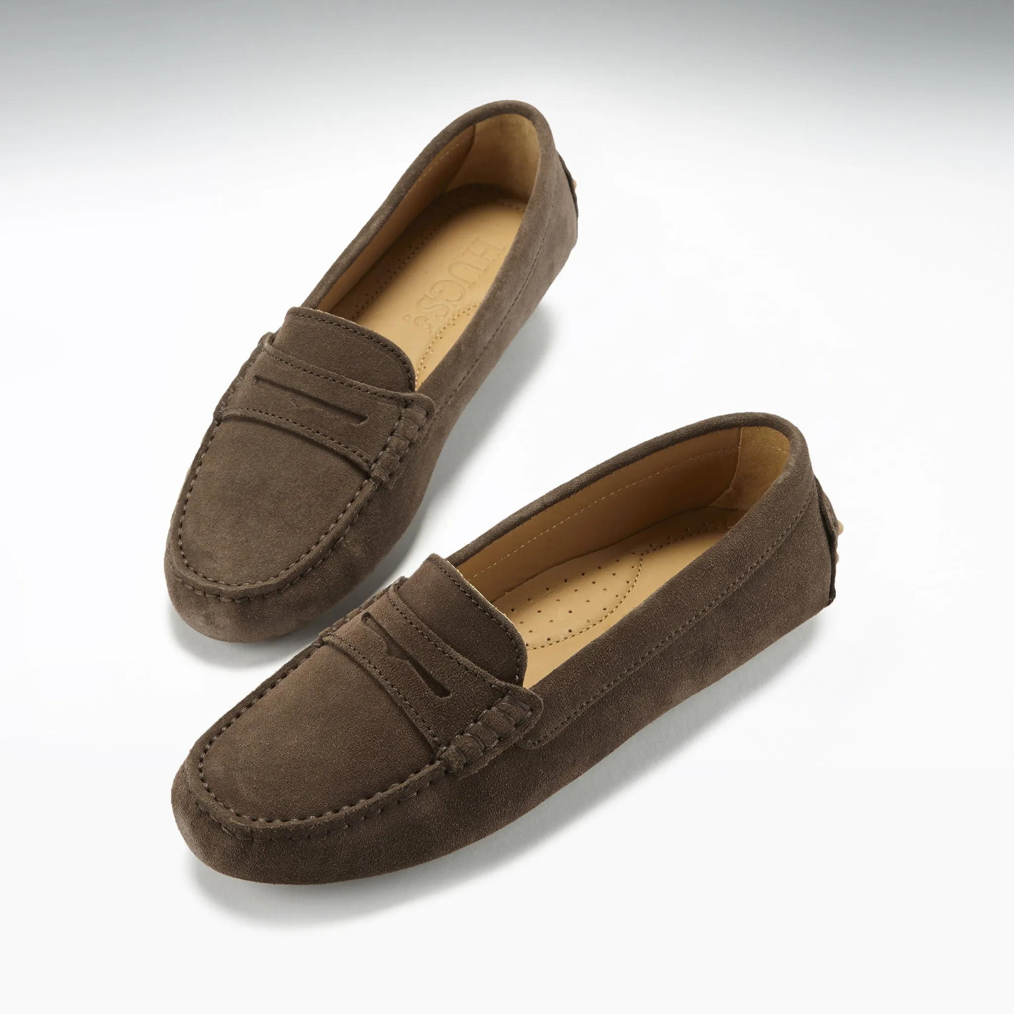 Airy Construction Women's Penny Driving Loafers, brown suede