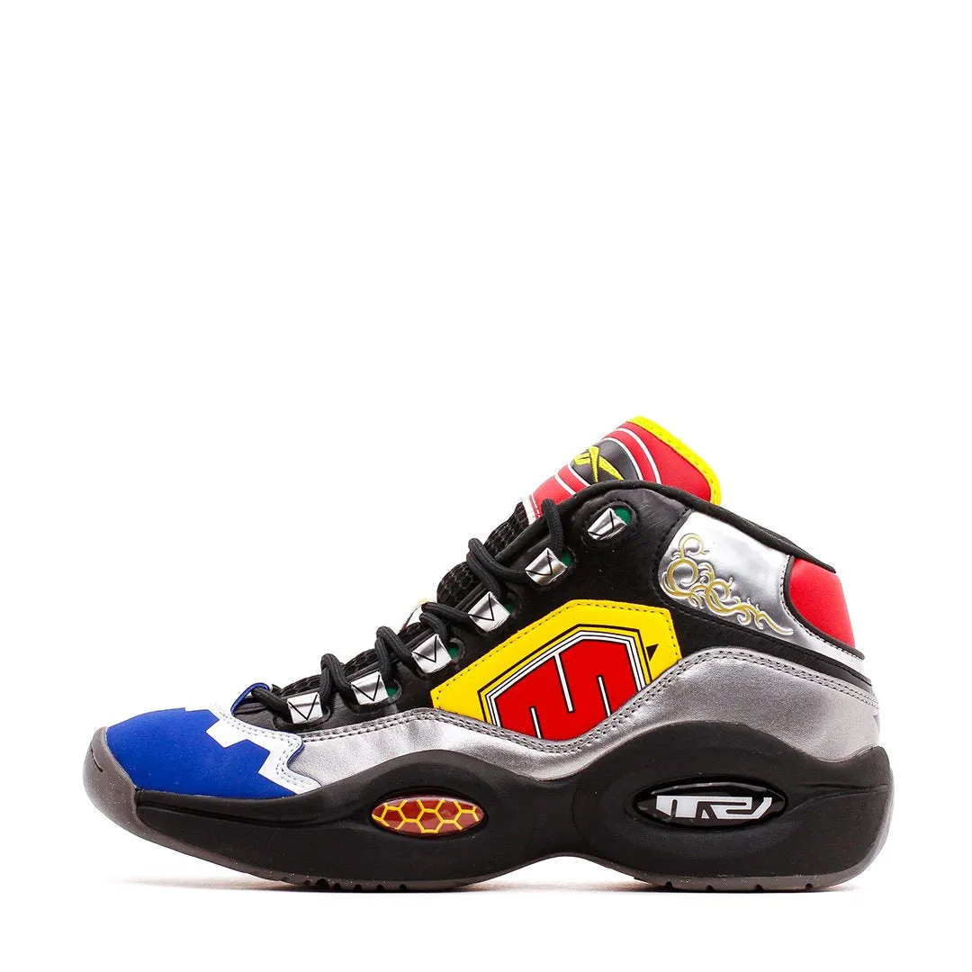 Comfort Fit Reebok Classics Basketball Men x Power Rangers Question Mid Allen Iverson Black Silver Red GY0590