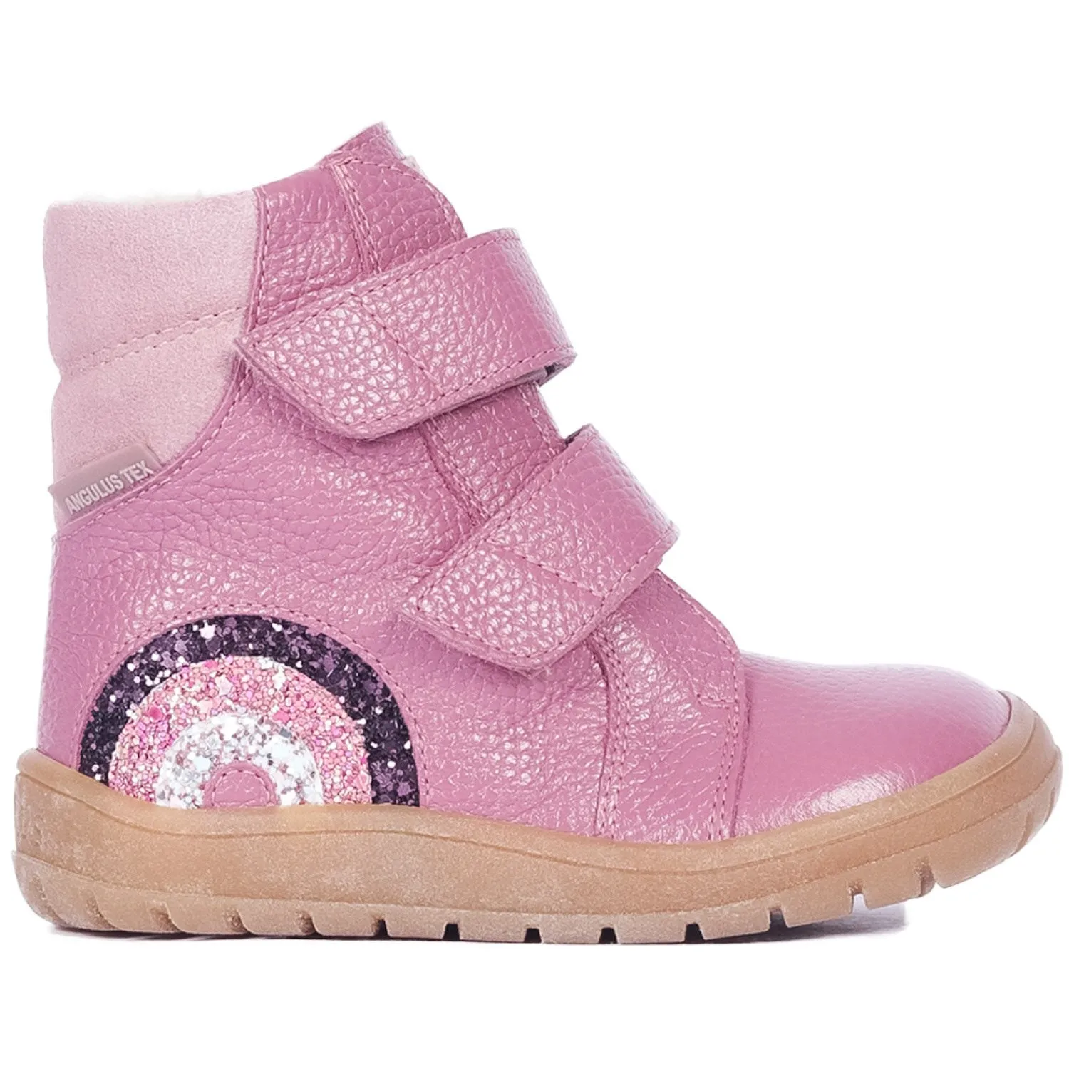 Angulus Heather/Mauve/Glitter Tex Boot with sparkling glitter rainbow Foot Coverage