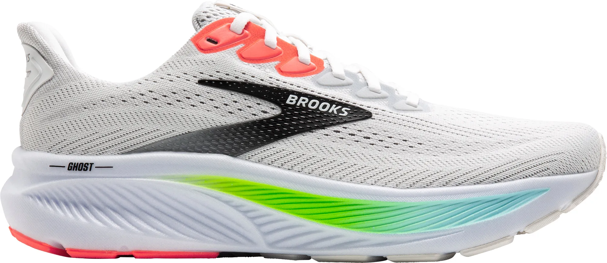 Brooks Ghost 17 Mens Running Shoes - White Elastic Palm Base