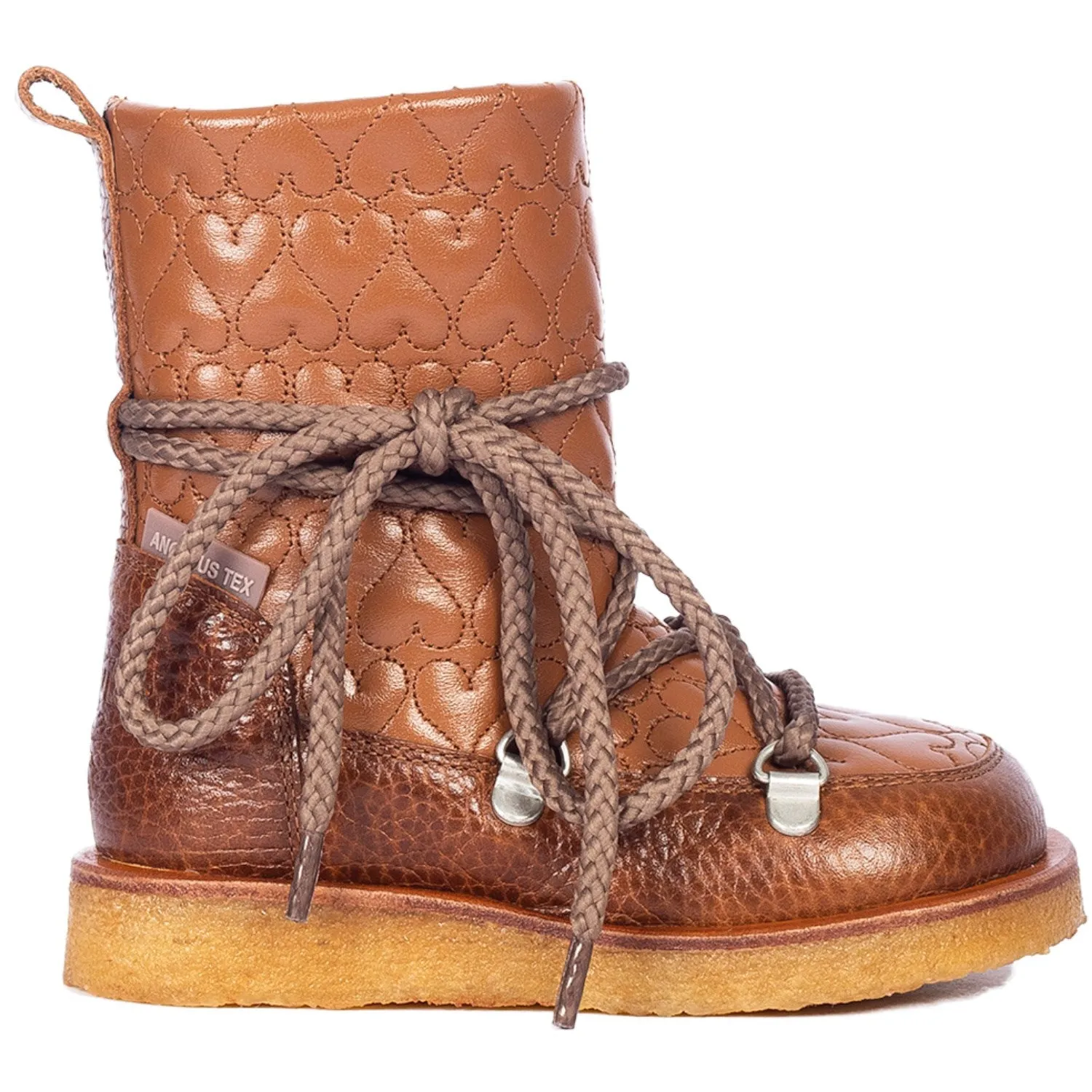 Winter Boots High Terrain Walks Angulus Cognac/Cognac Tex boot with hearts, laces and zipper