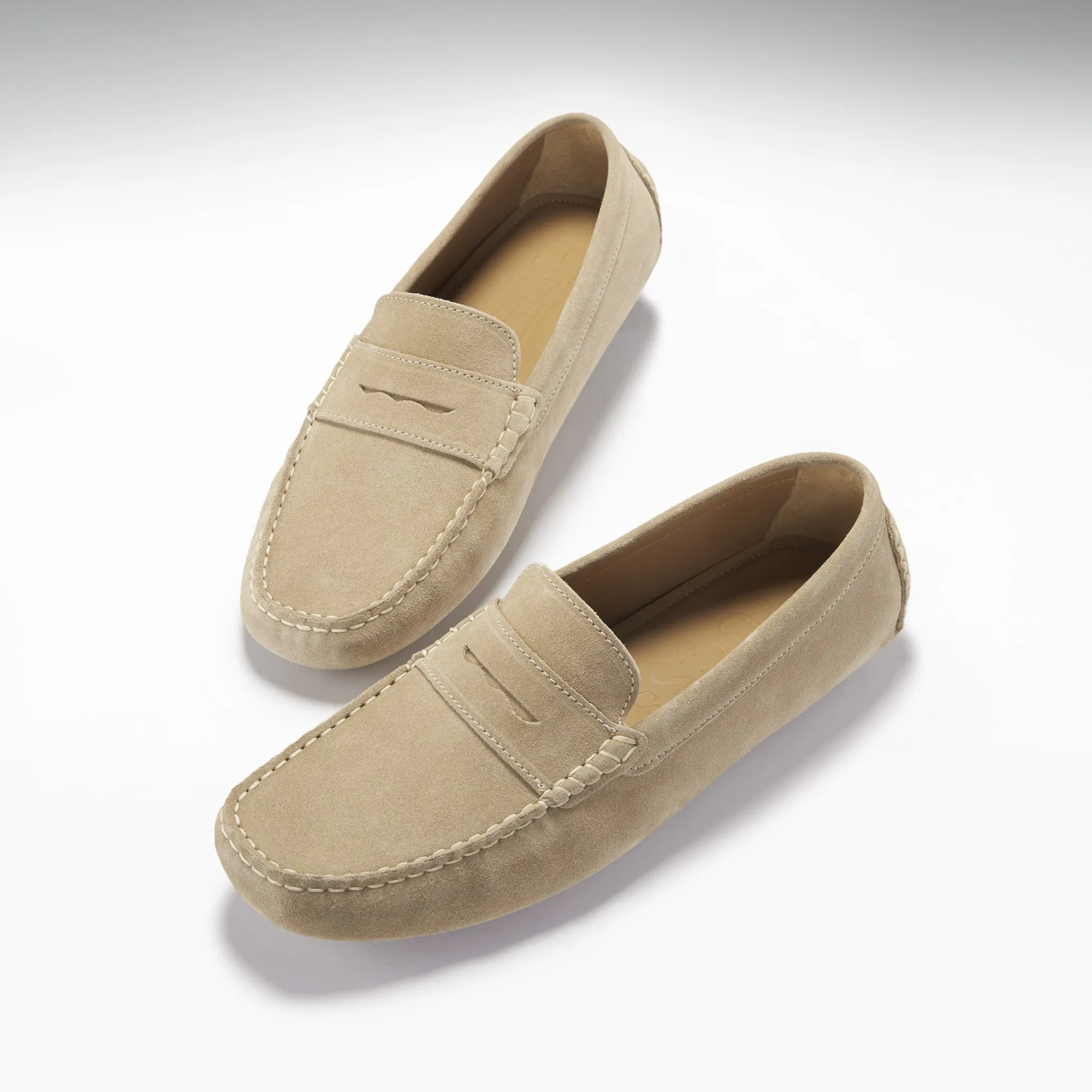 Coffee Lane Penny Driving Loafers, taupe suede
